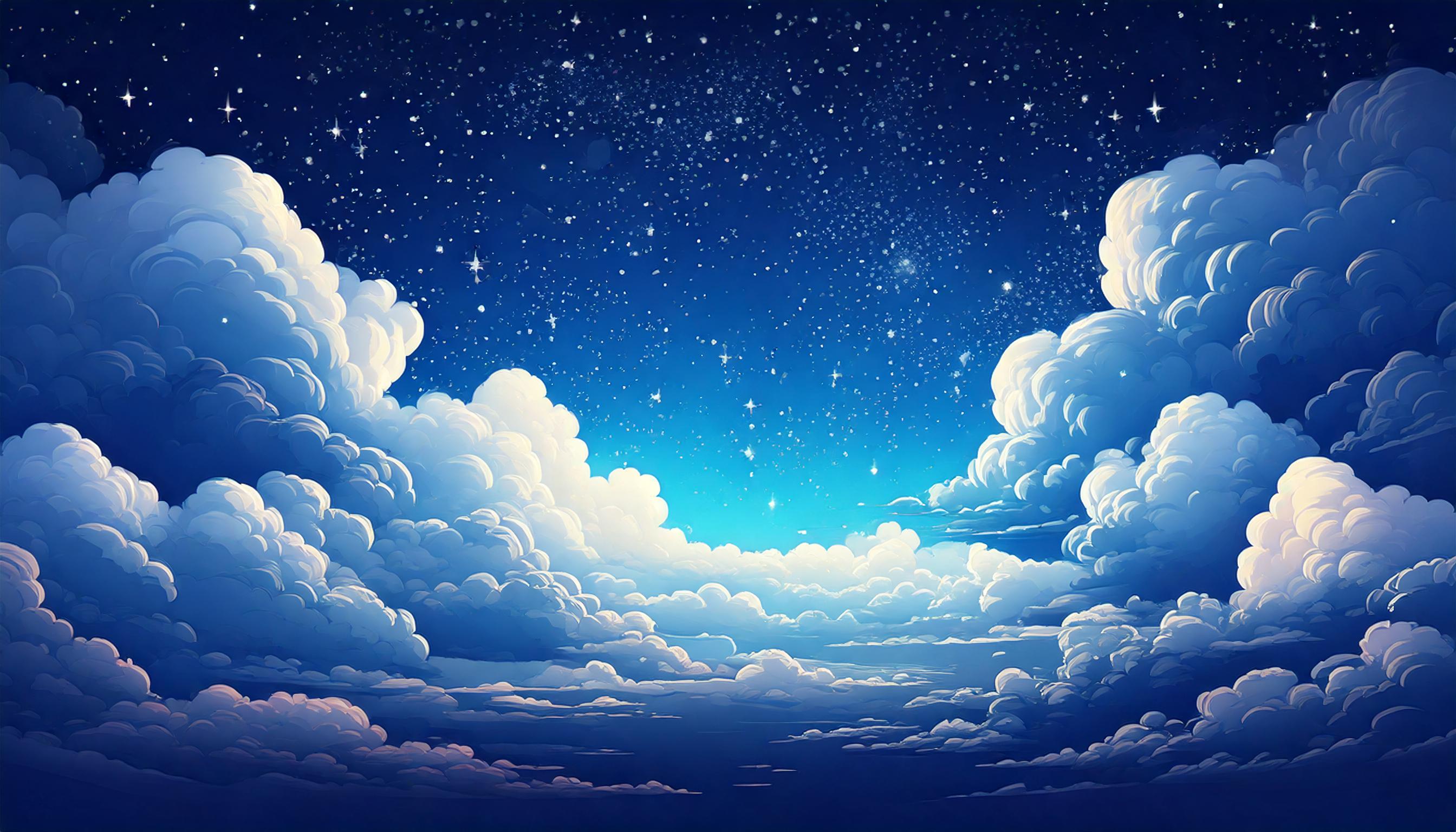 イラスト風の夜空の背景画像