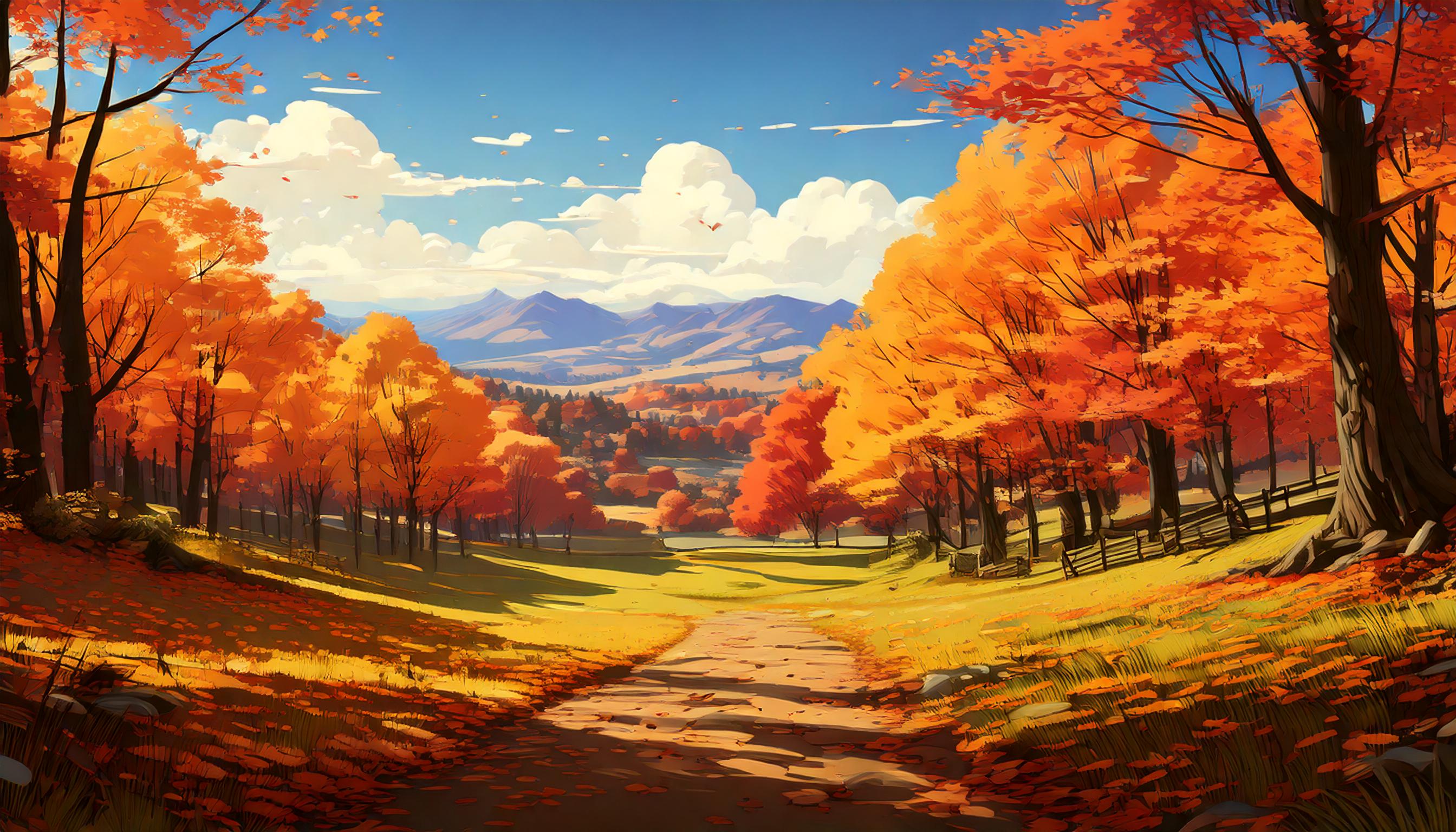 高画質な紅葉のイラスト背景フリー素材