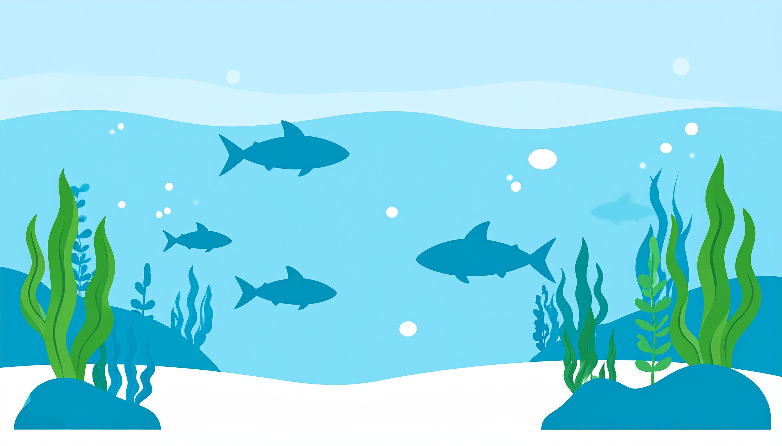 海の中の魚が泳ぐ背景イラスト