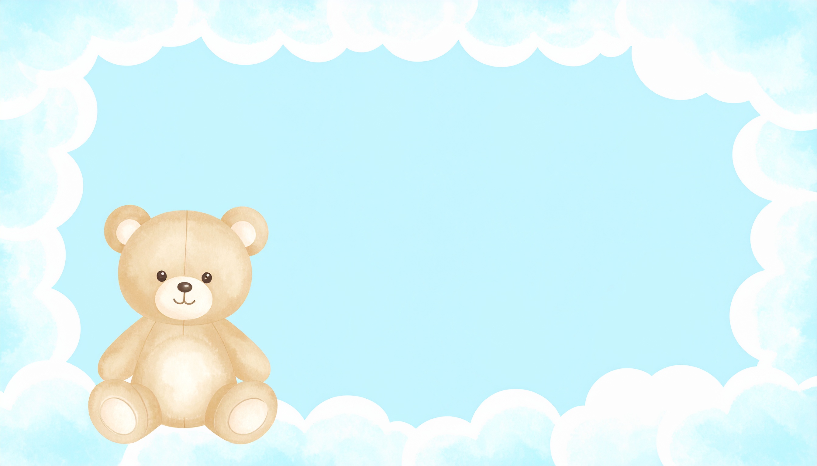 ぬいぐるみとふわふわの雲のかわいい背景素材