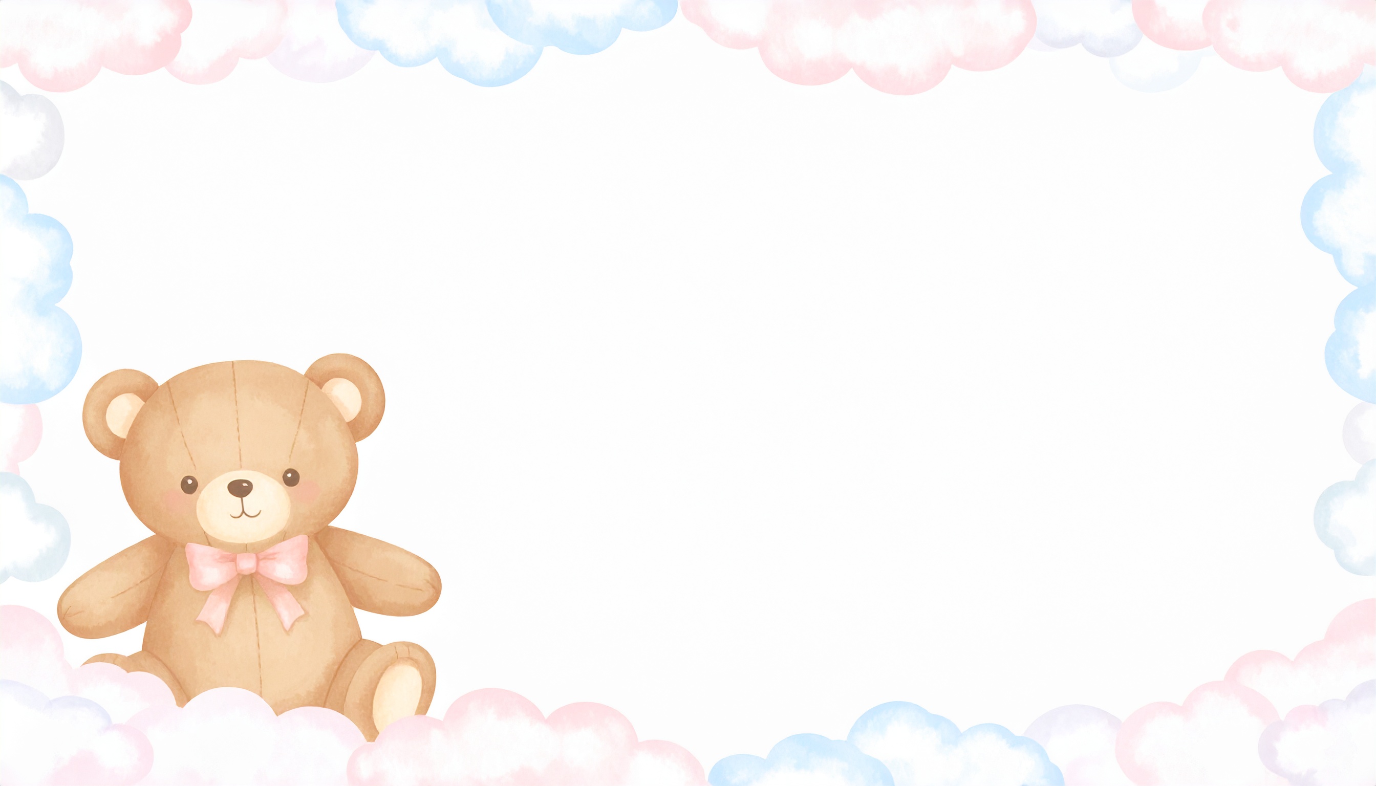 ぬいぐるみとふわふわの雲のかわいい背景画像