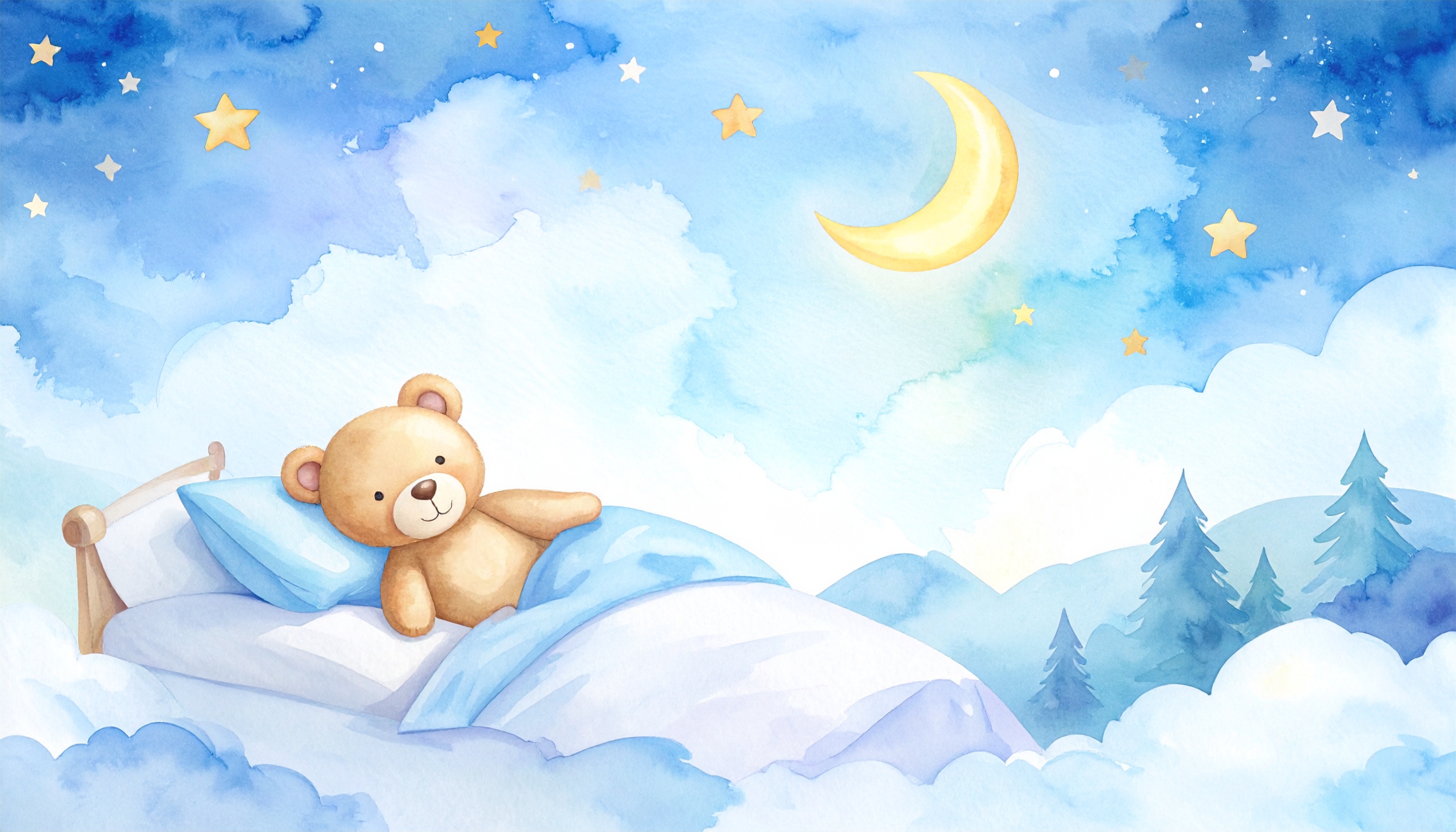 睡眠・寝るぬいぐるみのフリーイラスト