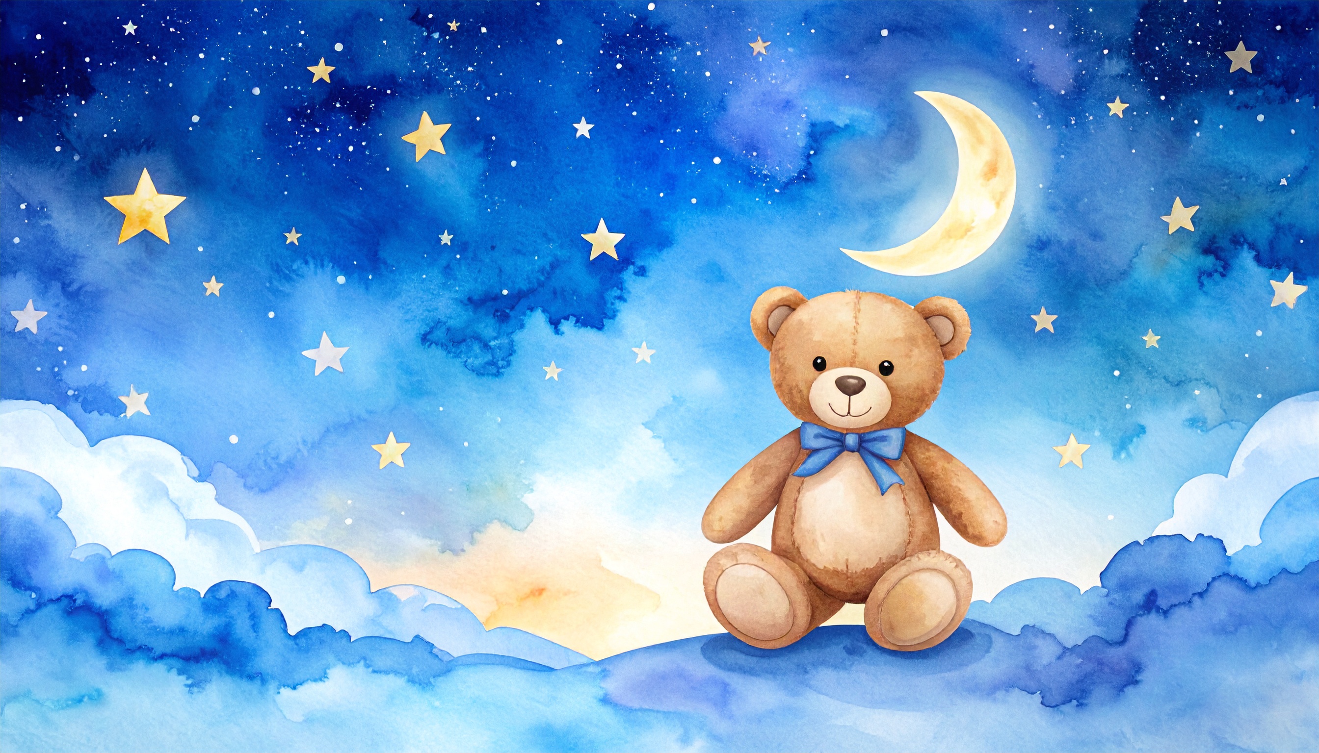 ぬいぐるみと夜空の背景フリー素材