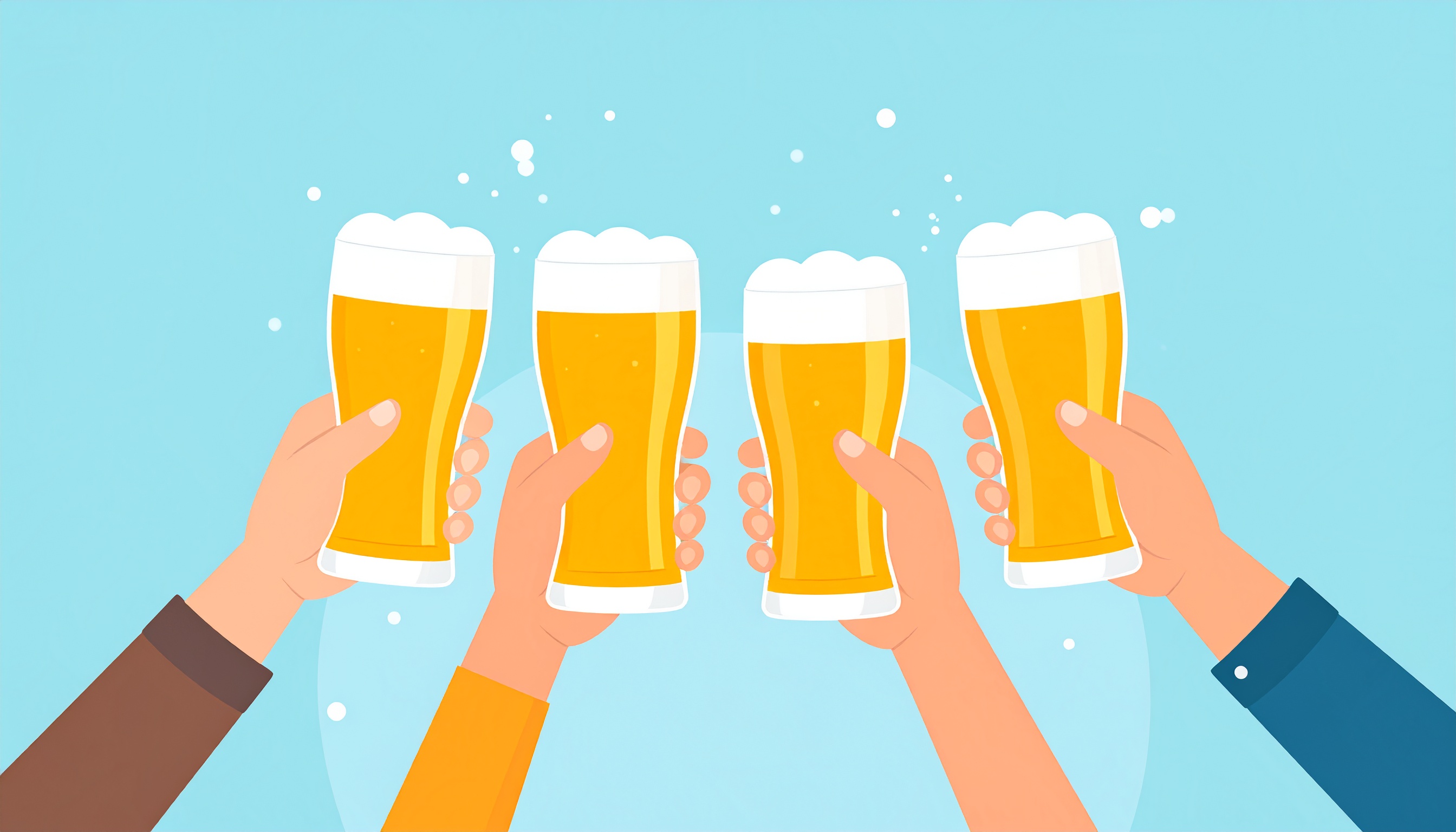 ビールで乾杯のイラストフリー素材