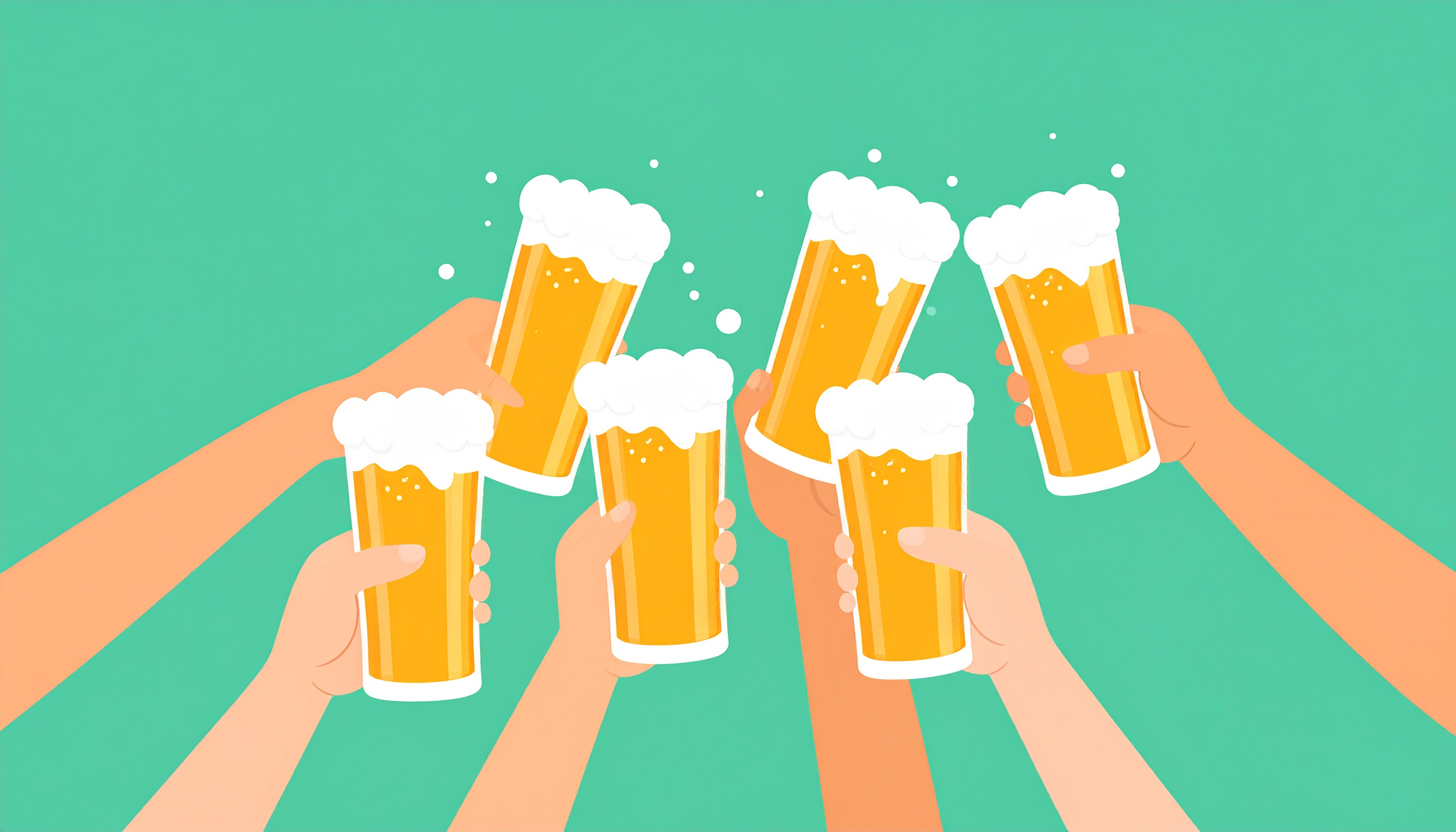 ビールで乾杯の背景フリー素材