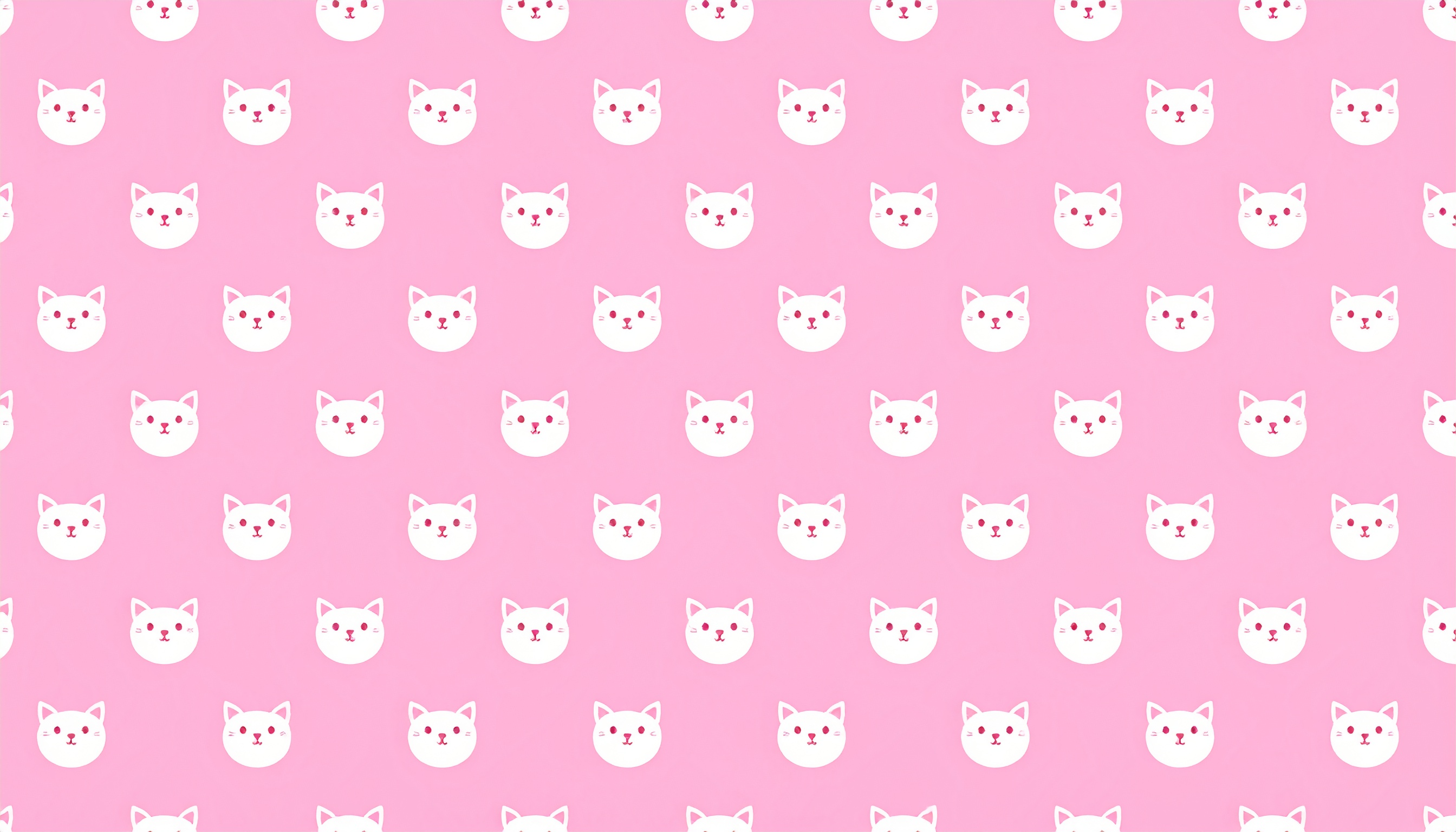 猫の顔のパターン背景フリー素材（ピンク）