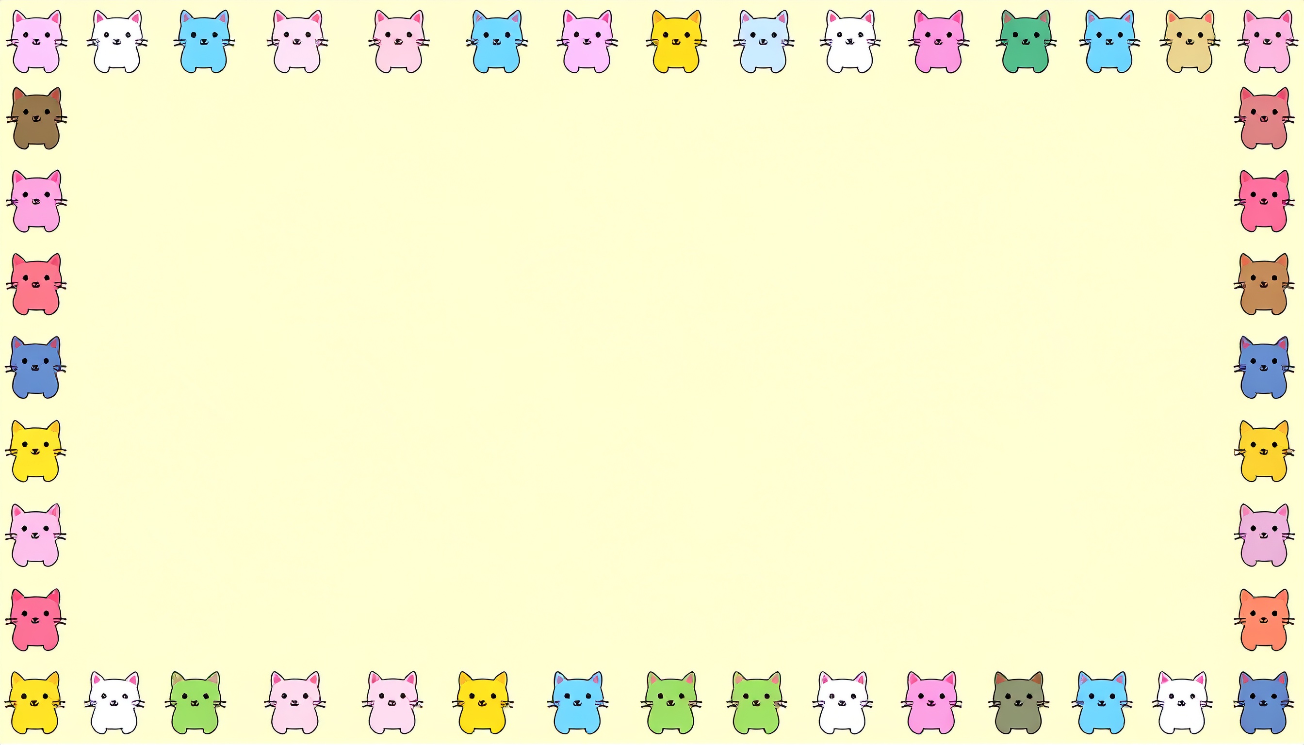 カラフルな猫のフレーム背景イラスト