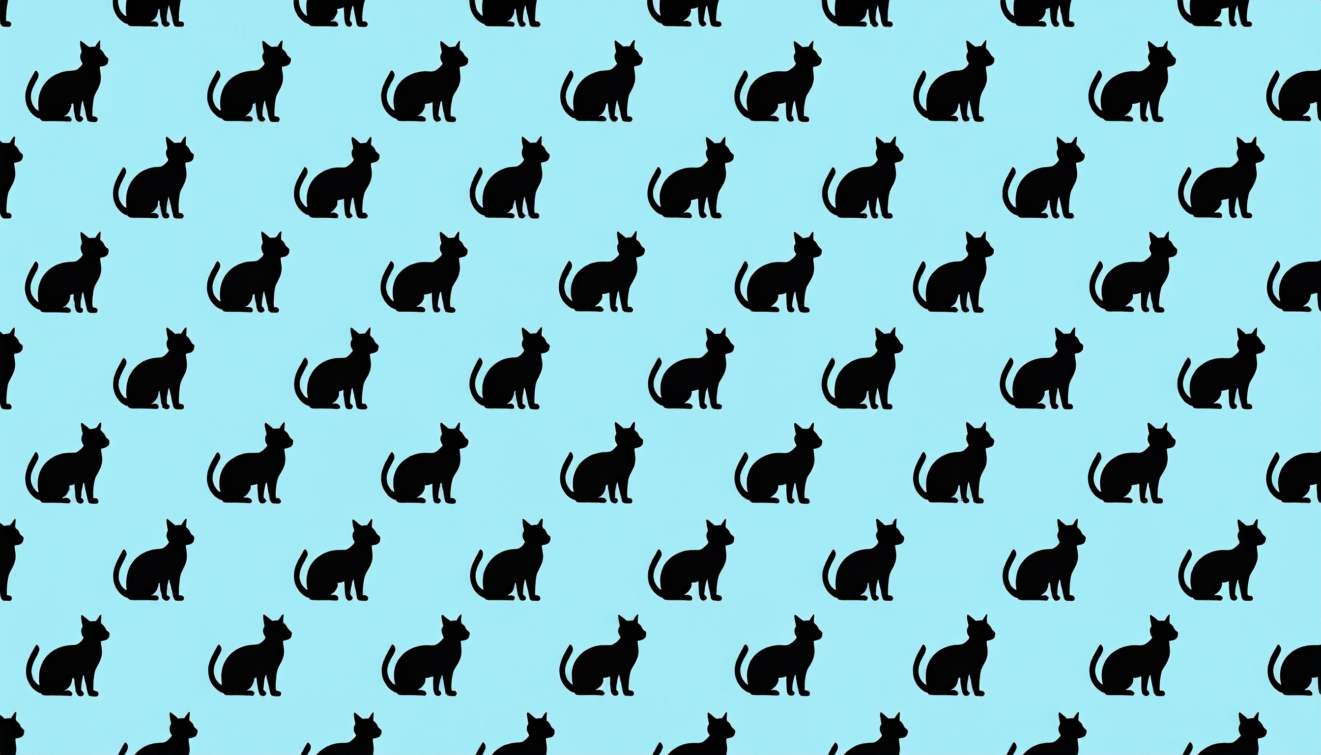 猫のシルエットの背景イラスト（水色）
