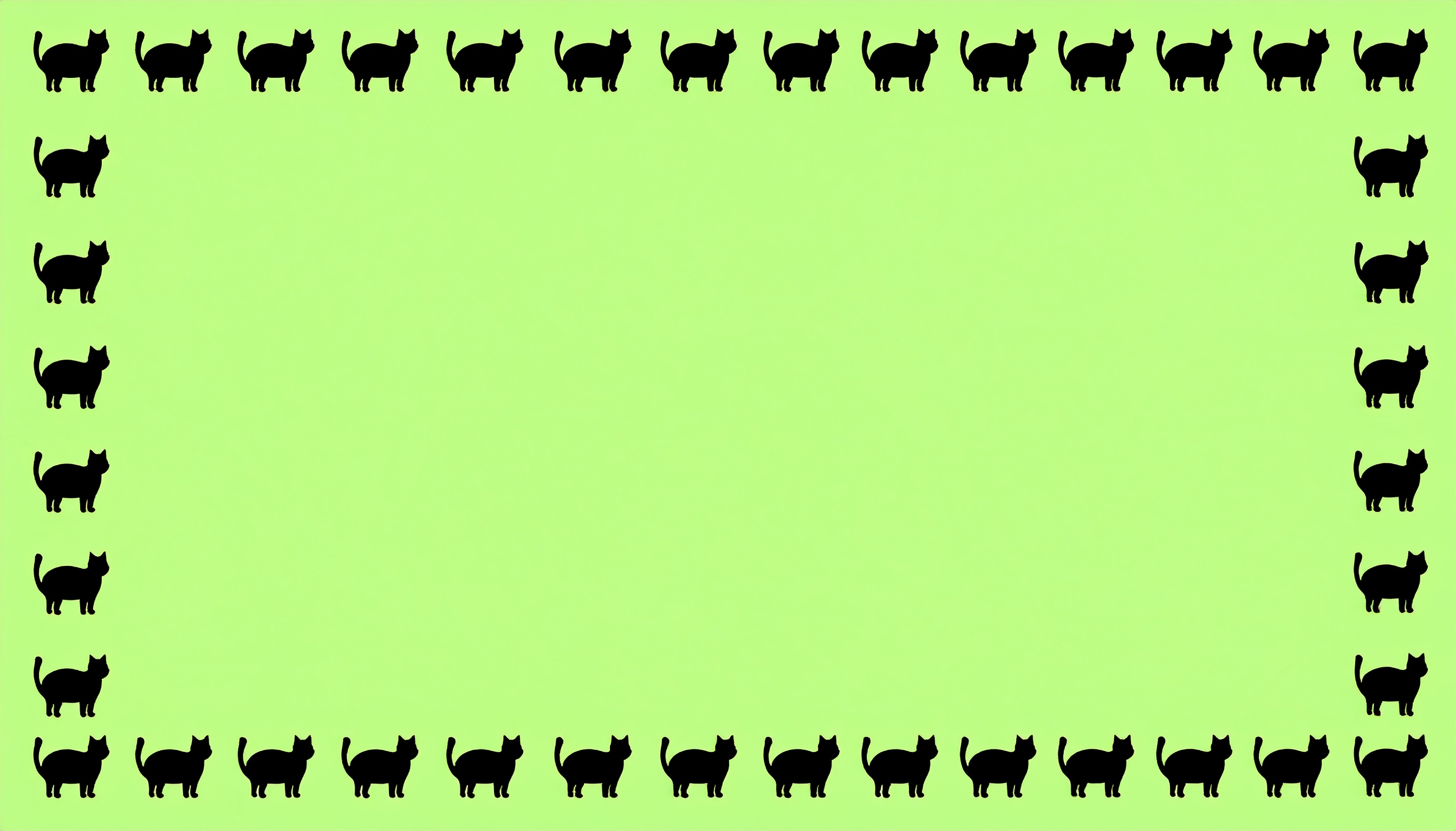 猫のシルエットのフレーム風背景イラスト（黄緑）
