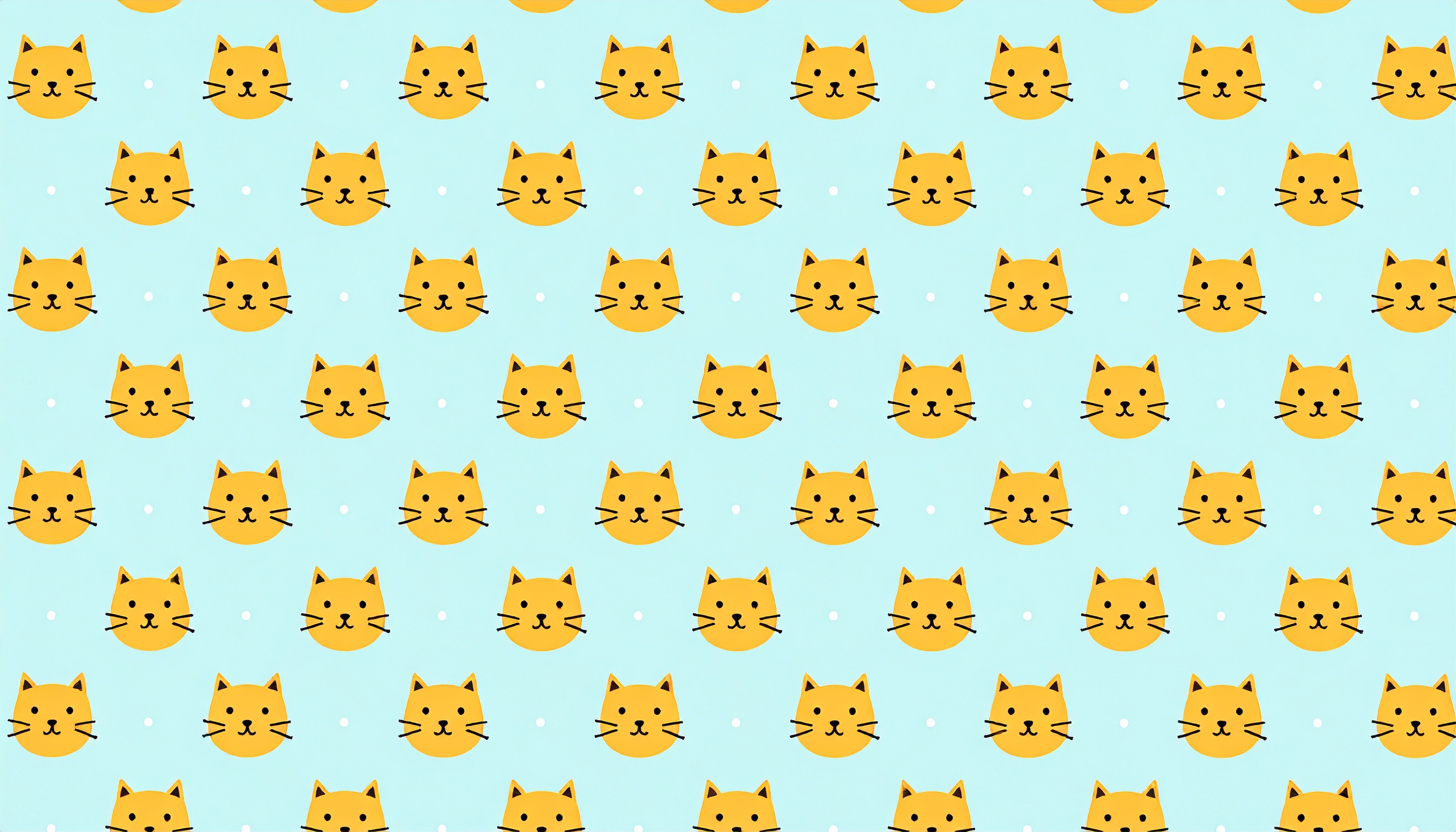 猫の顔のパターンイラスト（水色）