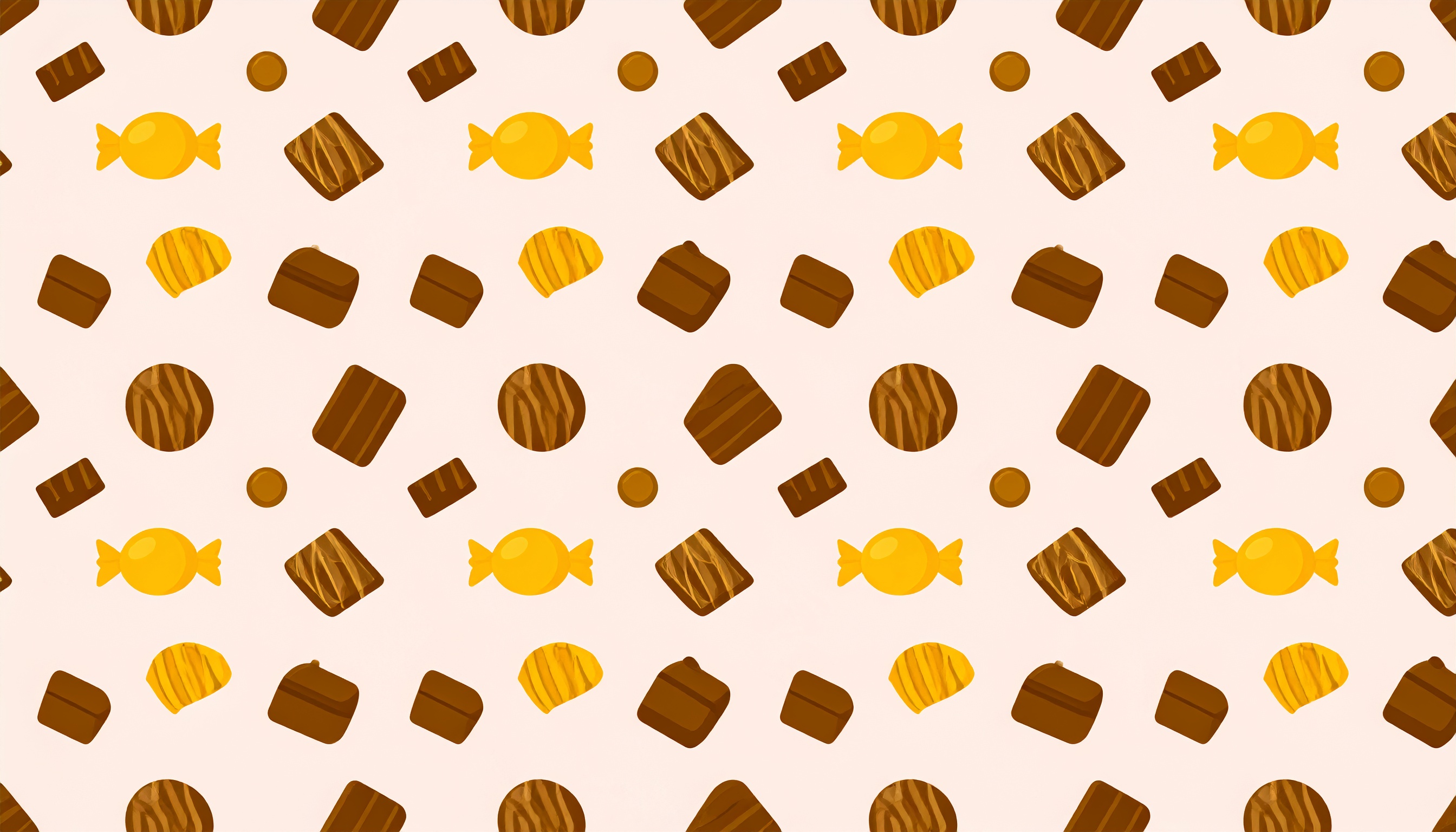 チョコとキャンディのパターン背景イラスト