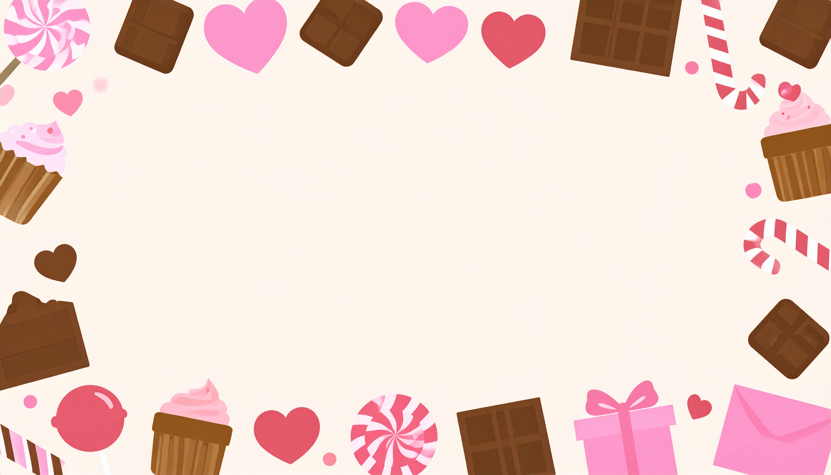チョコレートとスイーツのかわいい背景イラスト