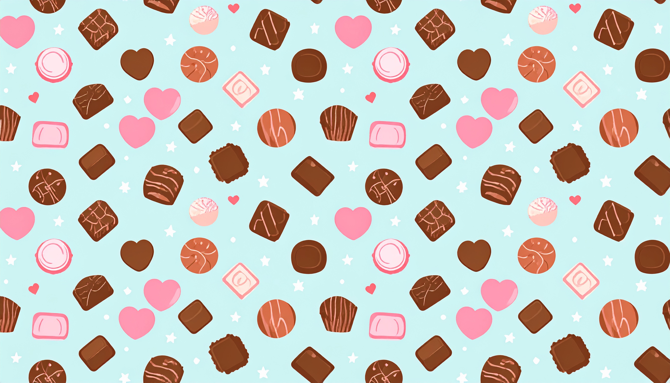 チョコレートのかわいい背景イラスト（水色）