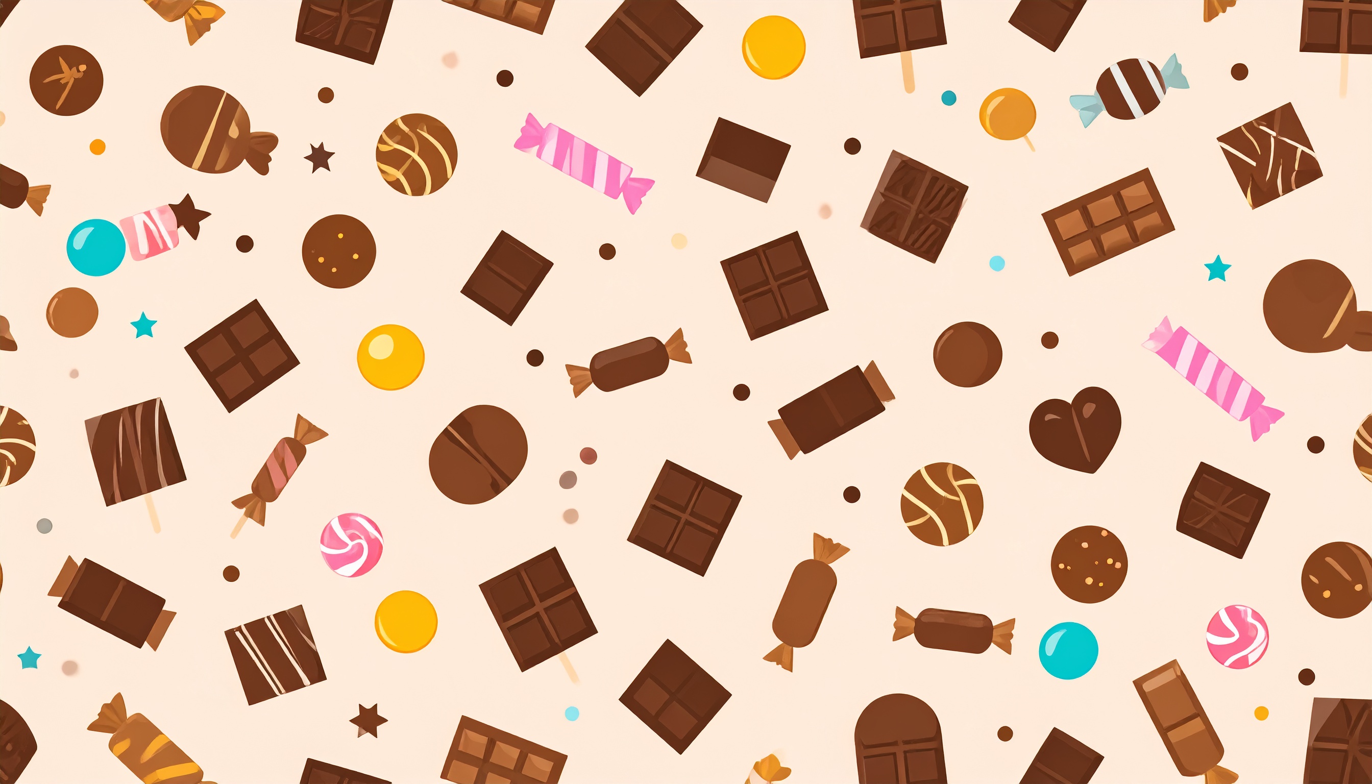 チョコレートとお菓子のかわいい背景イラスト