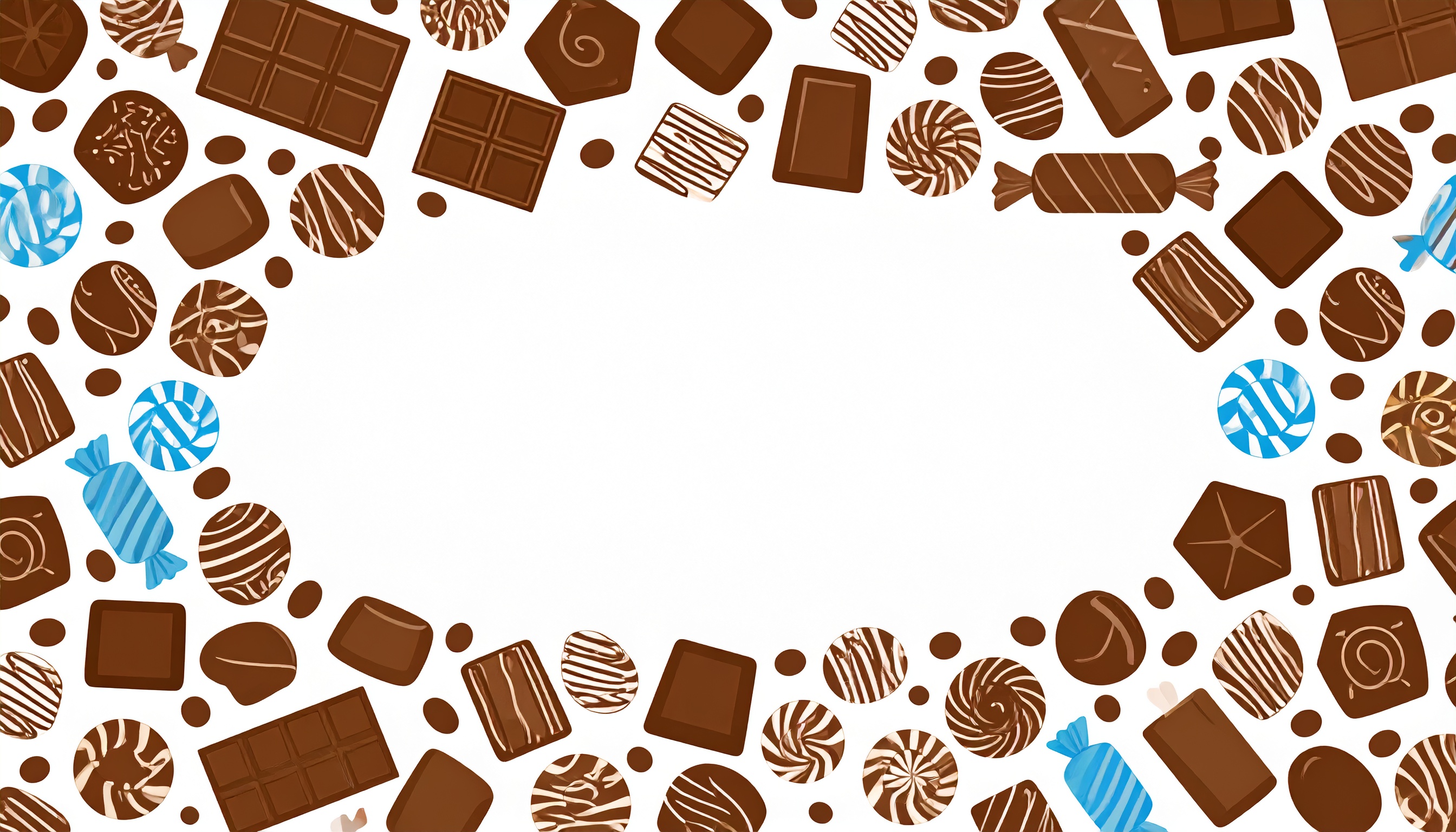 チョコレートのフレーム風白背景イラスト