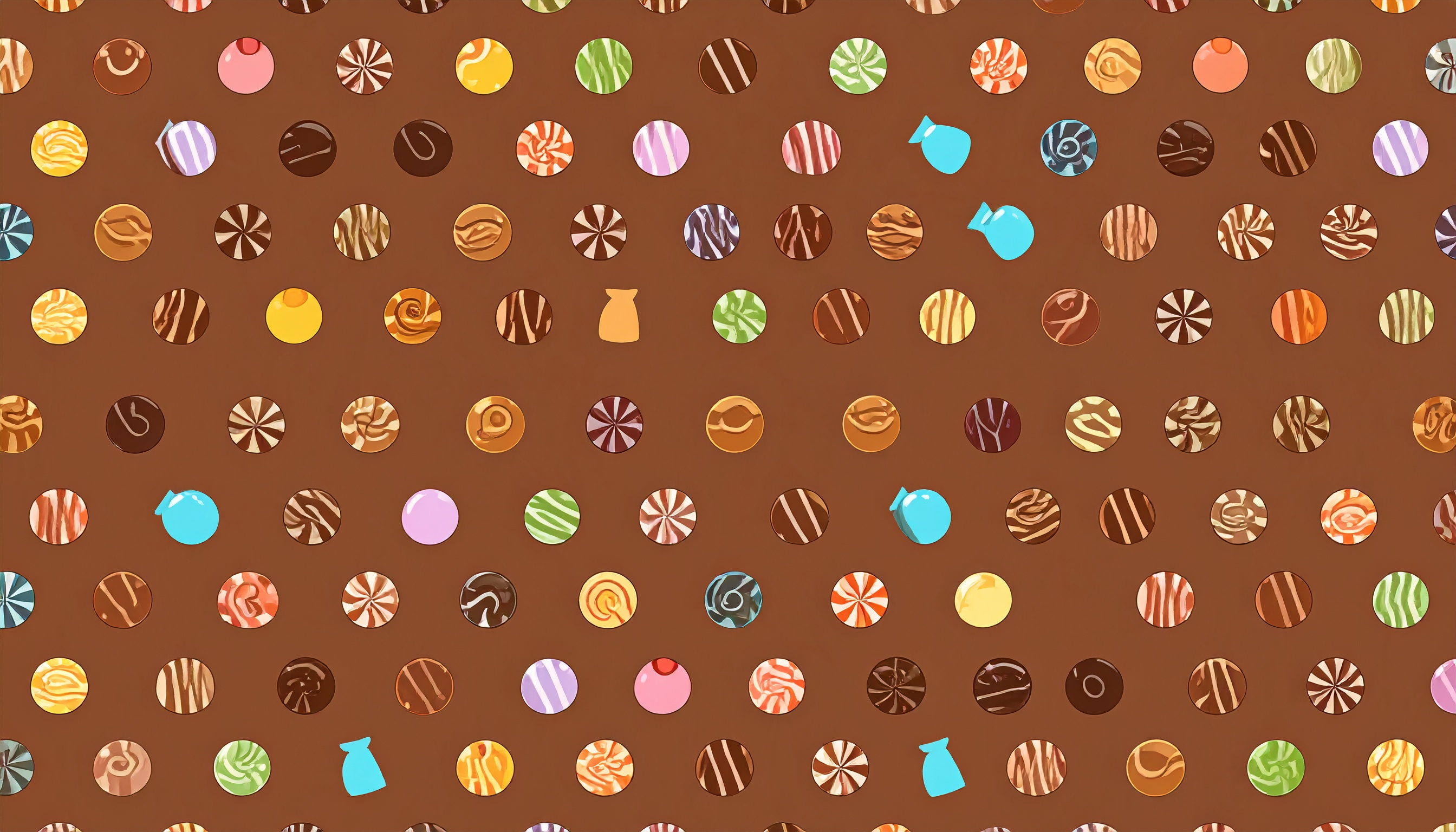 カラフルなチョコの背景イラスト（茶色）
