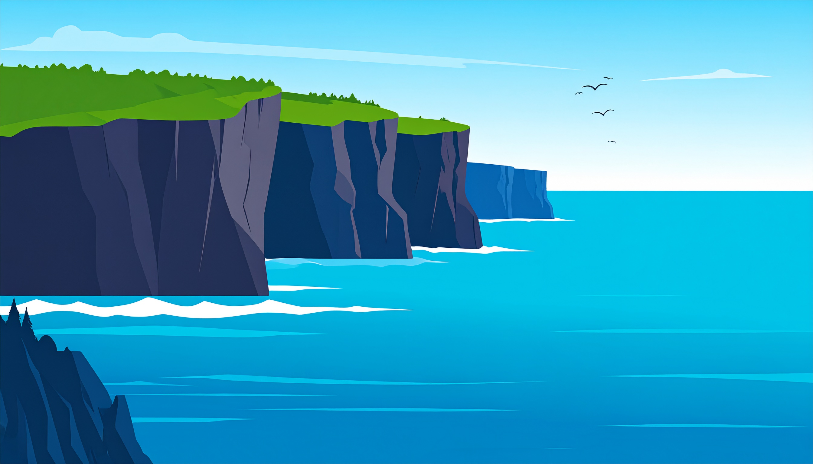 崖と海の背景イラスト
