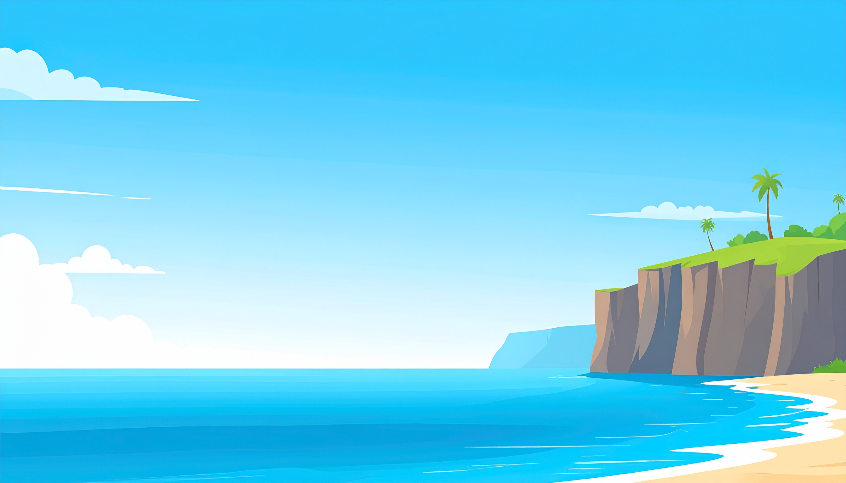 崖と青空と砂浜の背景イラスト