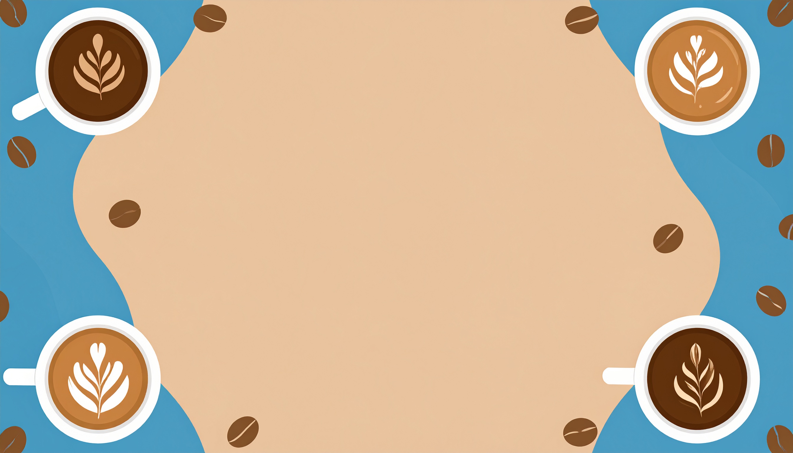 ラテアートのコーヒーのおしゃれな背景イラスト