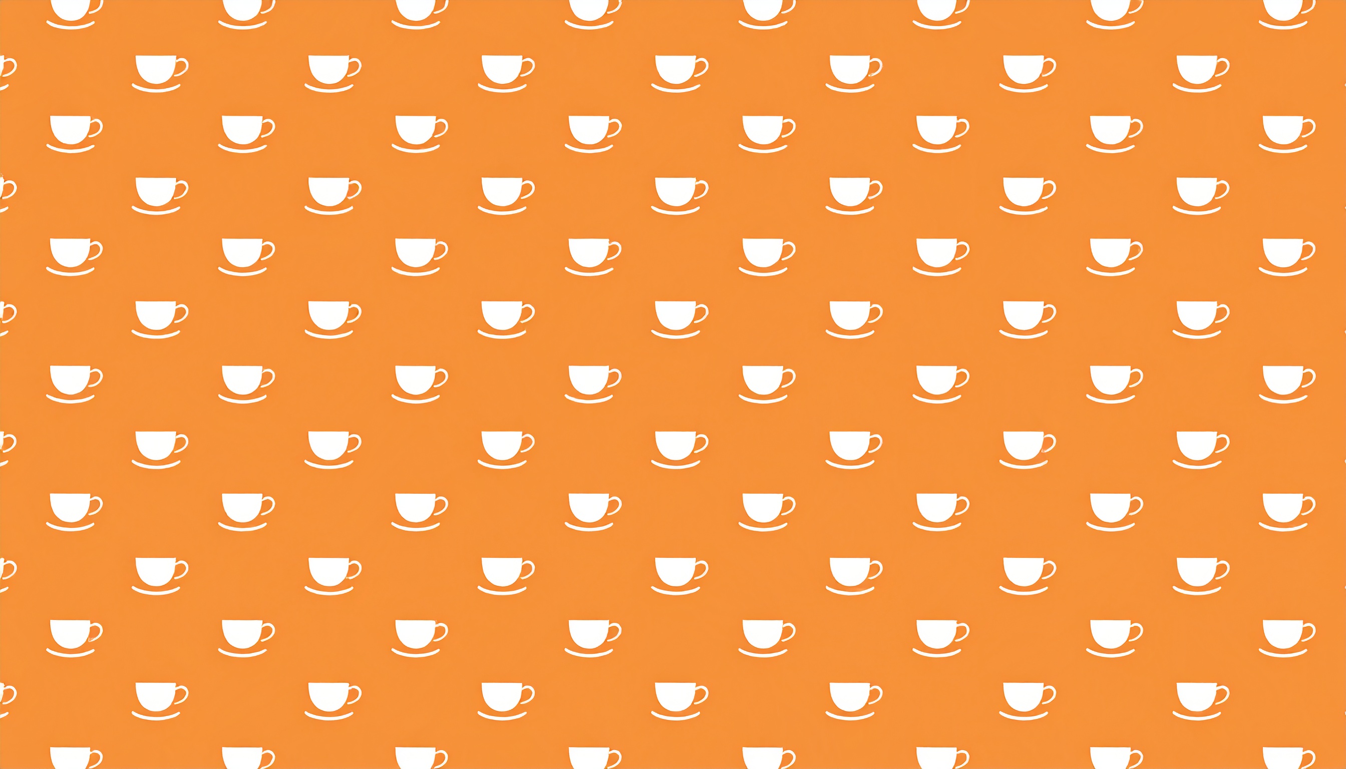 コーヒーカップのシンプルなパターン背景（オレンジ）