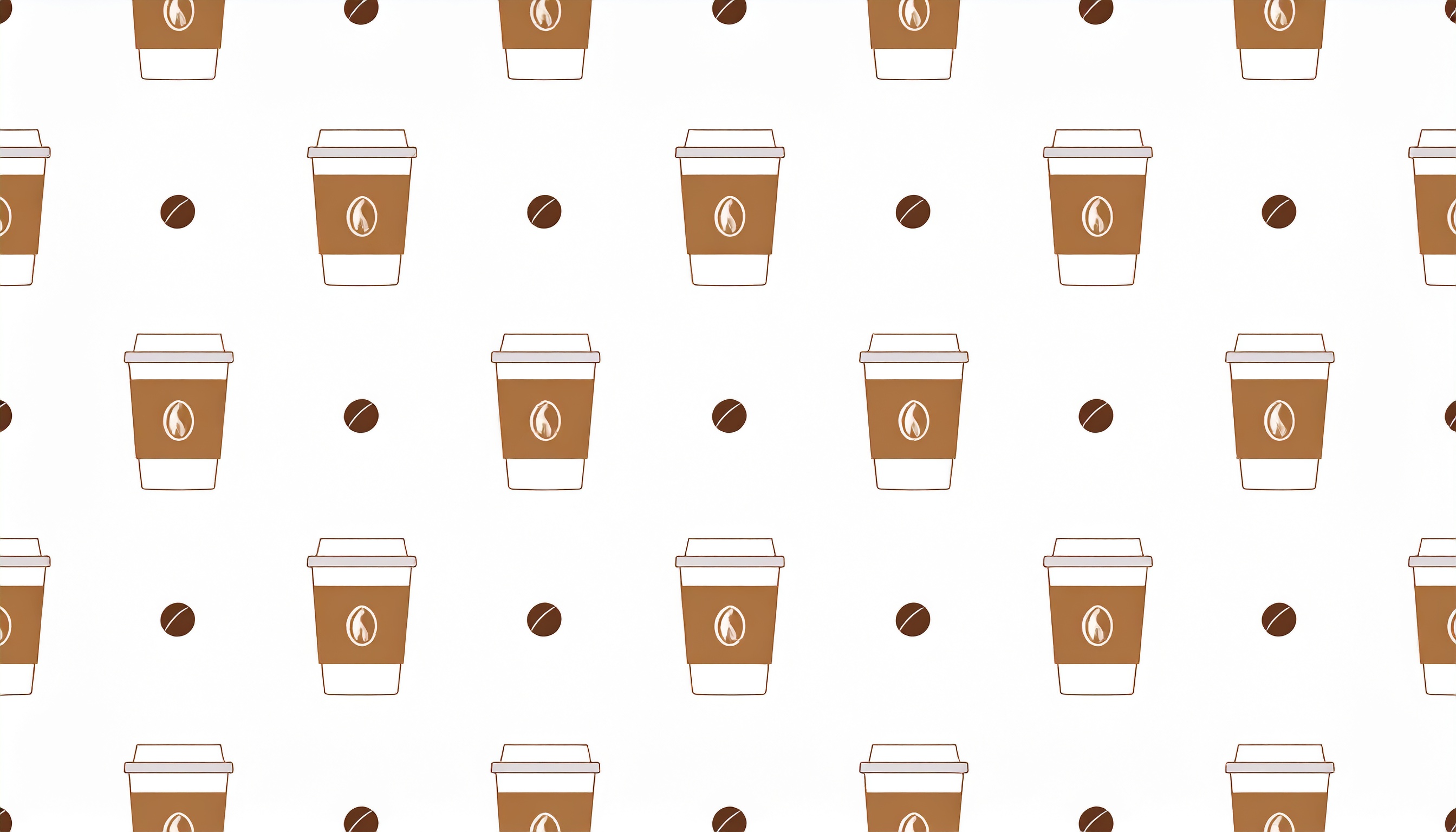 ホットコーヒーとコーヒー豆の白背景イラスト