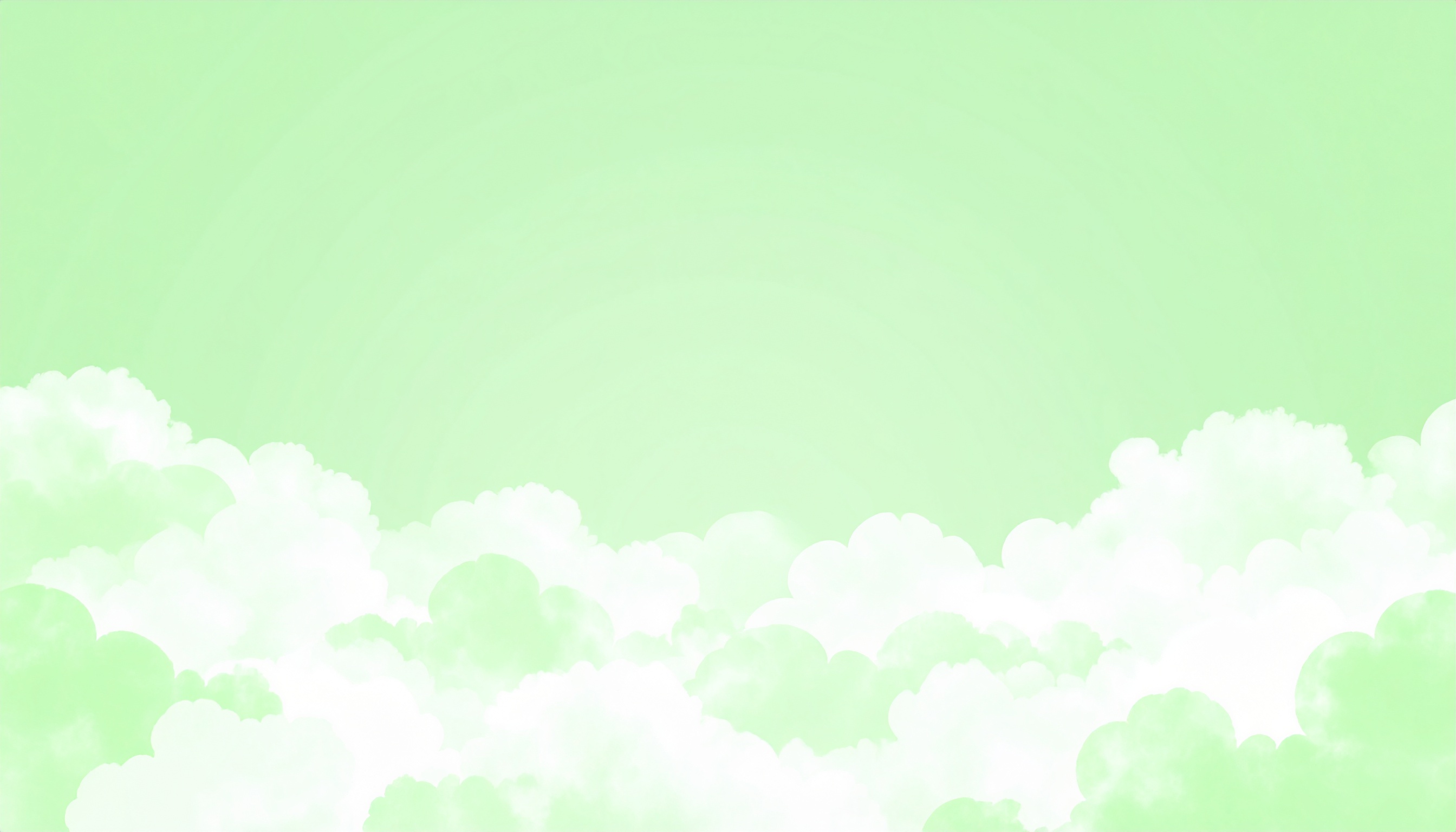 パステルグリーンのふわふわ雲の背景フリー素材