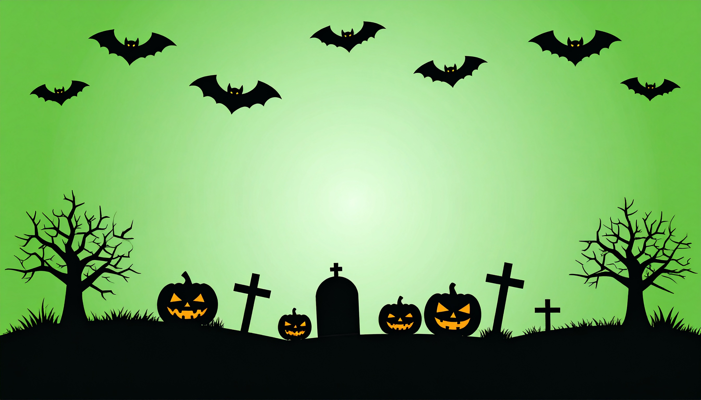 ハロウィンのシンプル背景イラスト（緑）