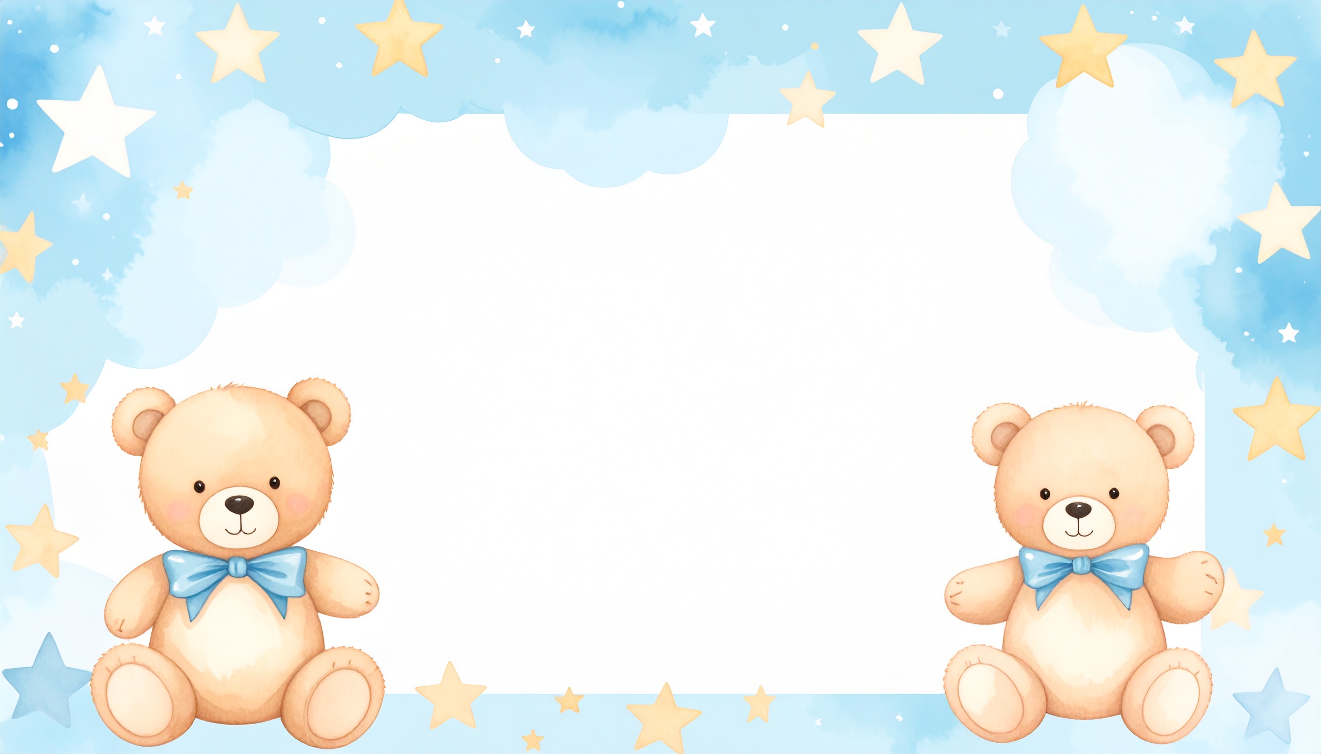 テディベアと星空のかわいいフレーム風背景イラスト