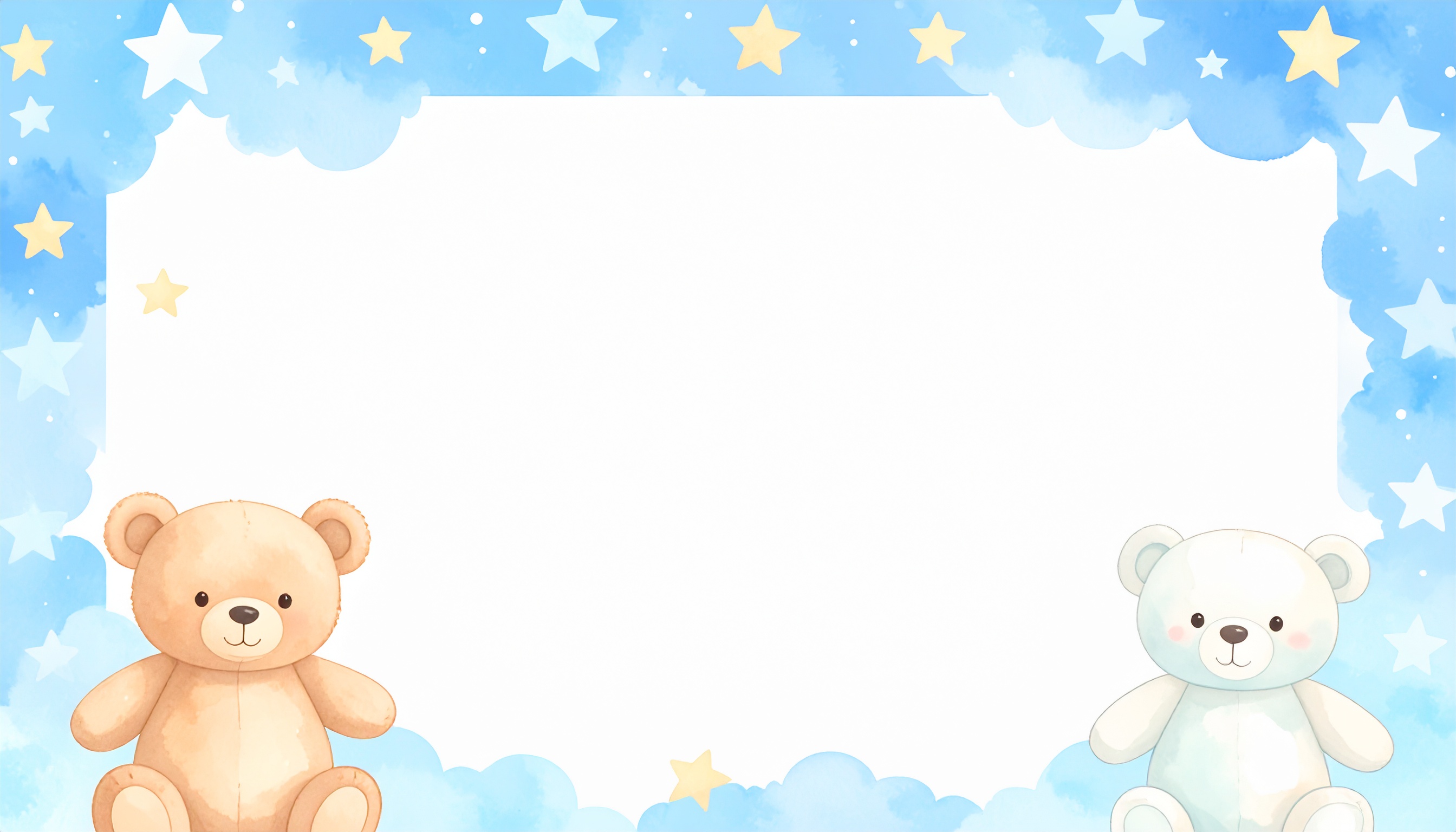 ぬいぐるみと星空のかわいいフレーム風背景イラスト