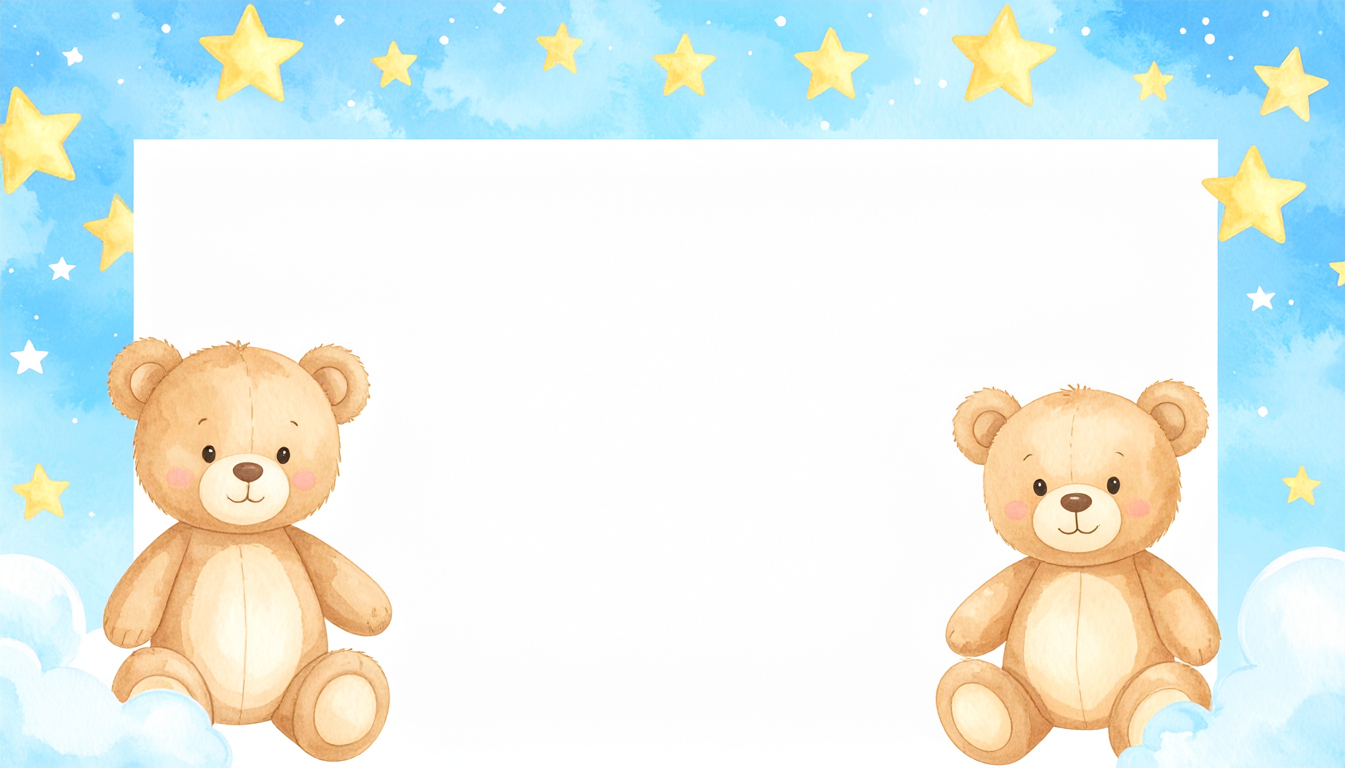ぬいぐるみと星空のかわいい背景イラスト