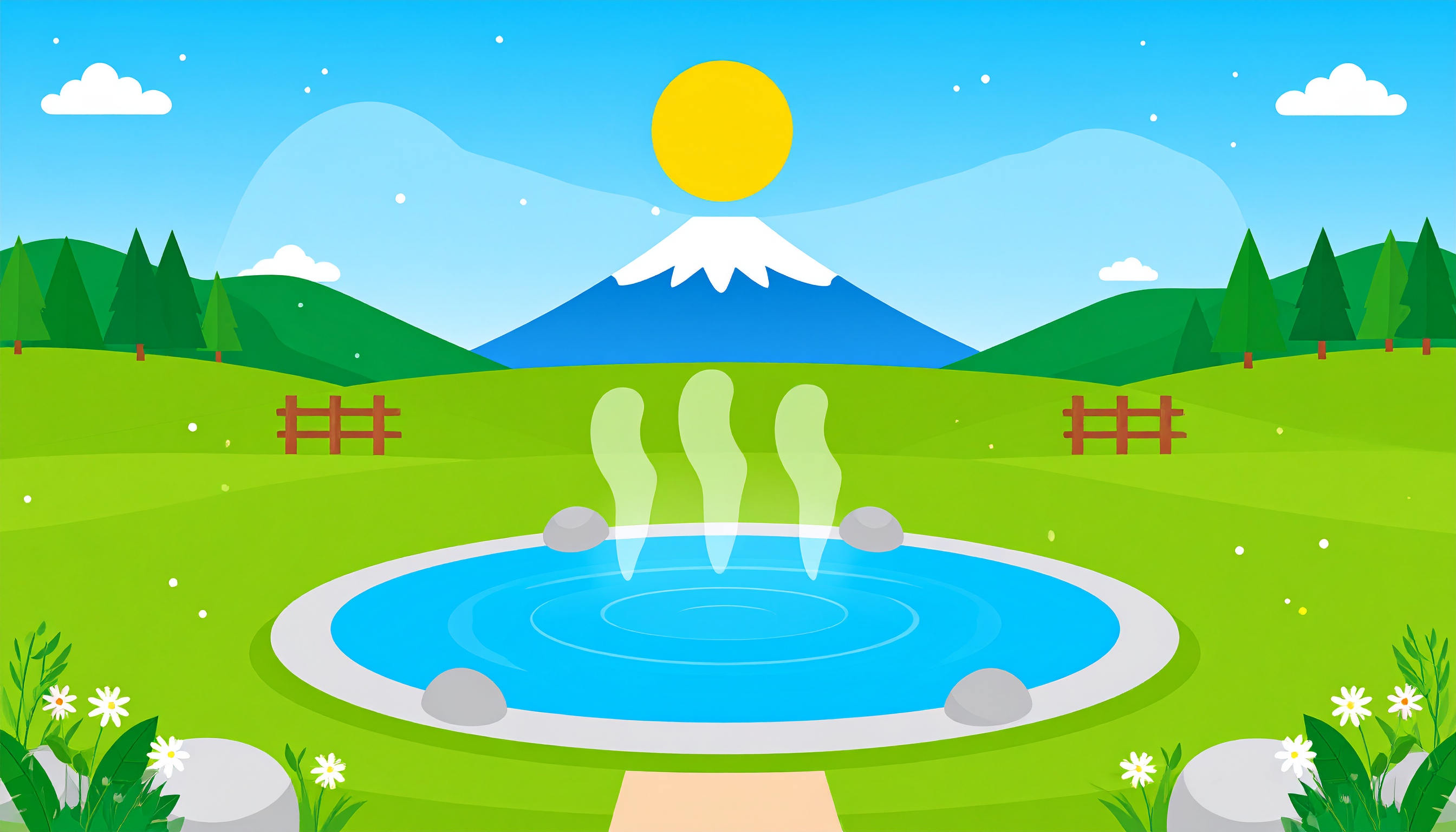 温泉のかわいいイラスト背景
