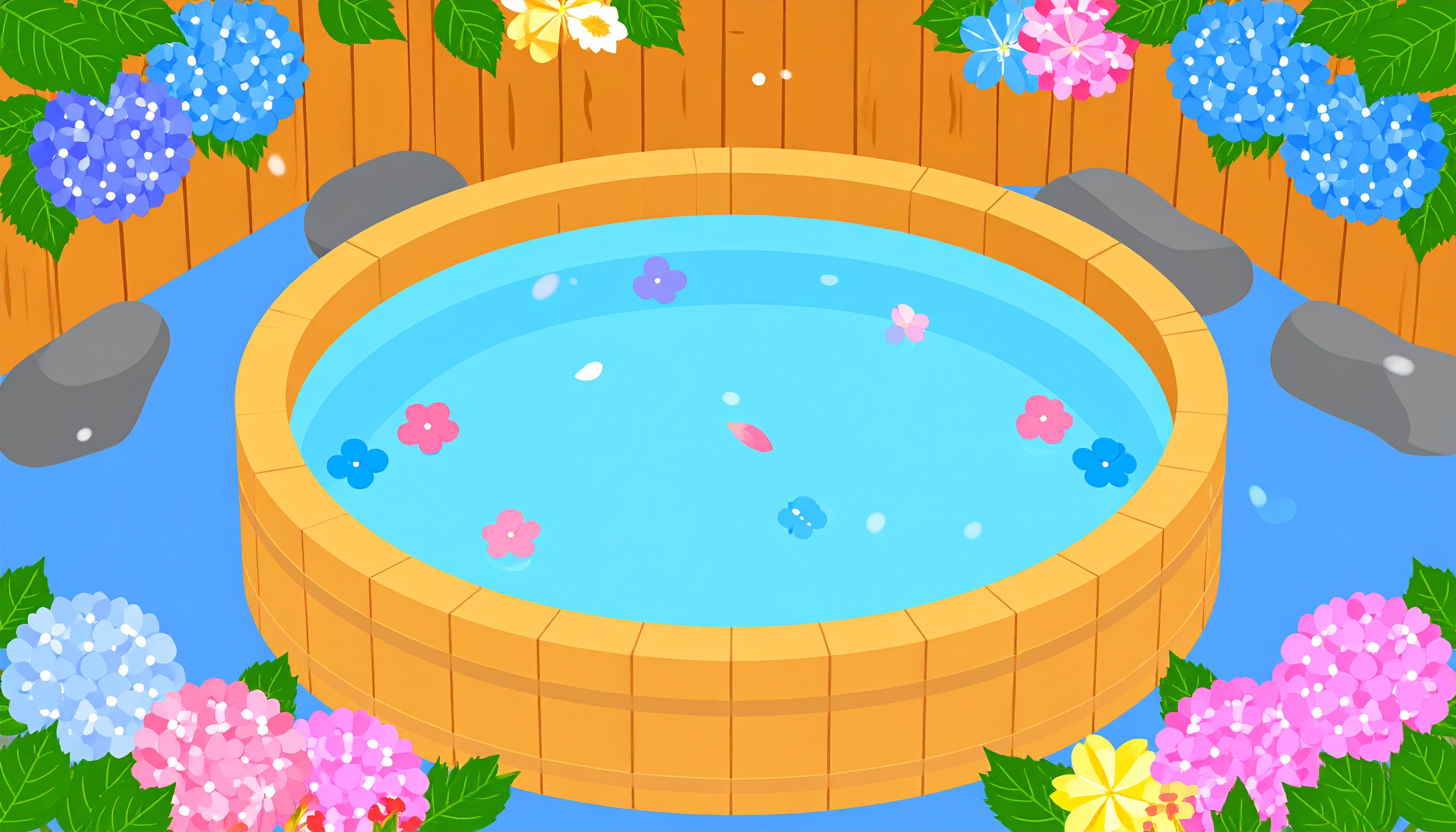 アジサイがかわいい背景イラスト