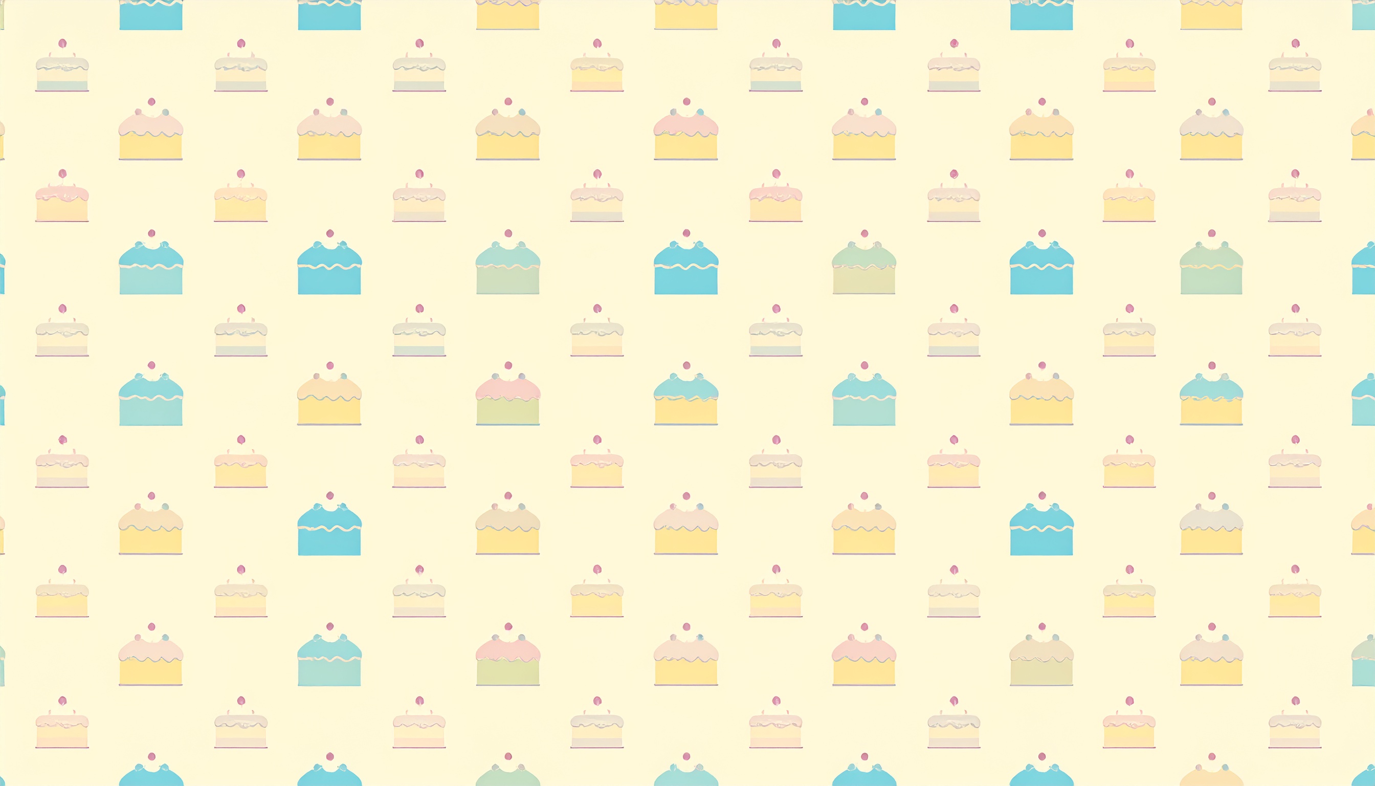 パステルカラーのケーキのパターン背景黄色