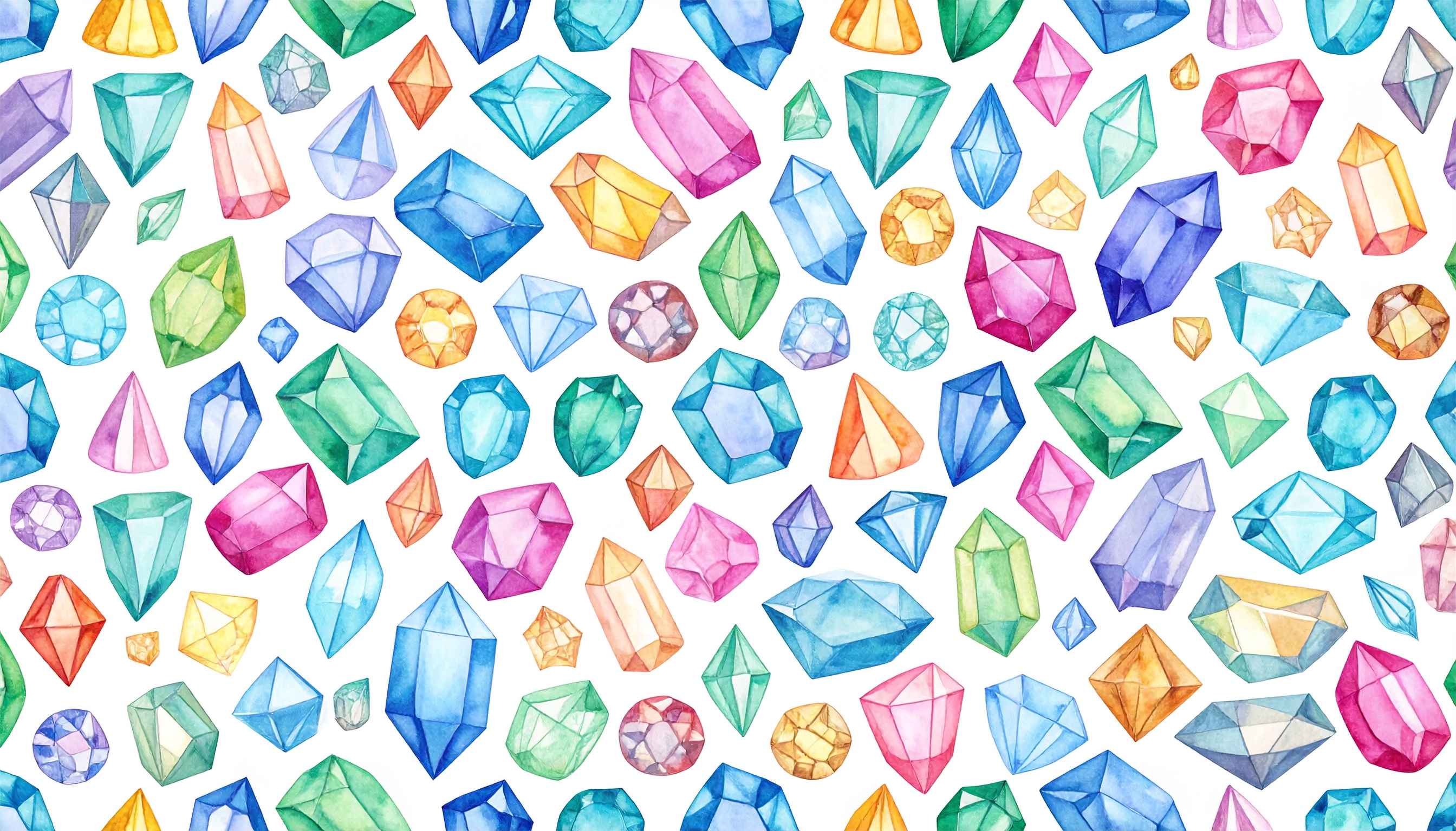 宝石の背景の水彩イラスト