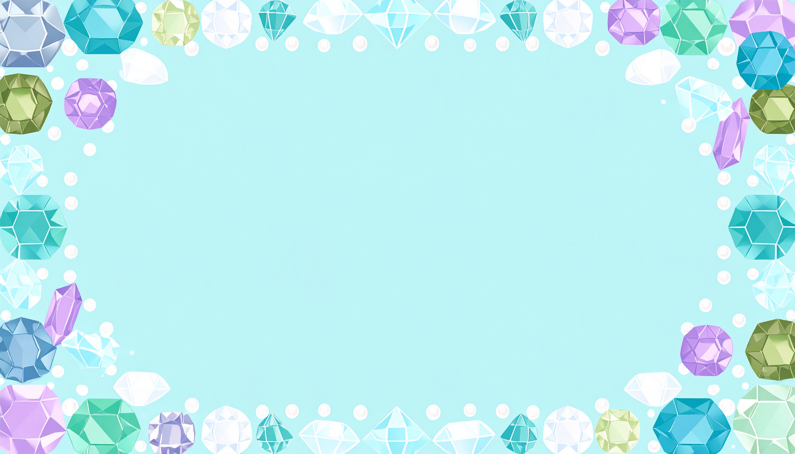 宝石と真珠のフレーム風背景（水色）