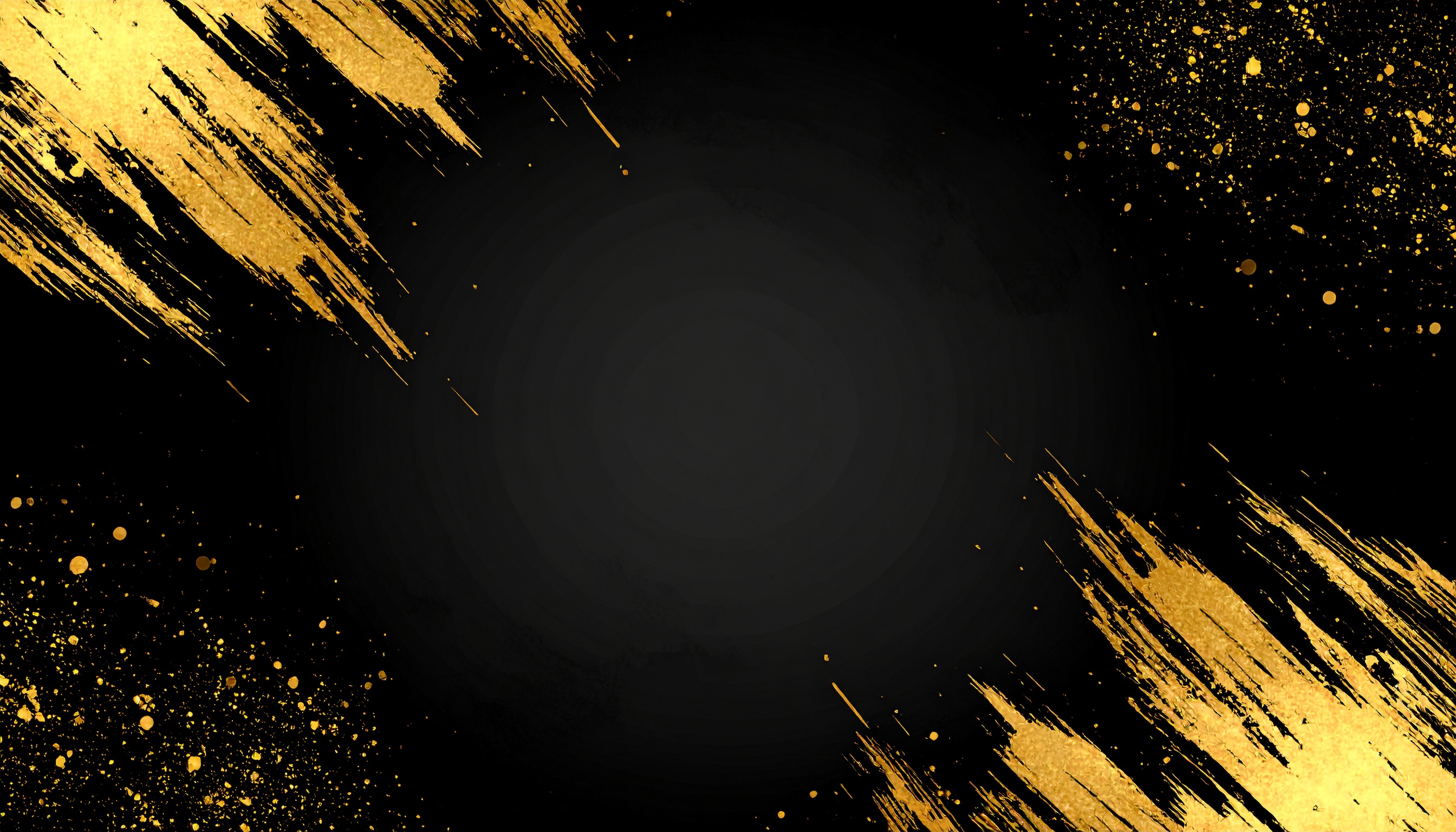金の飛沫と黒背景のイラスト