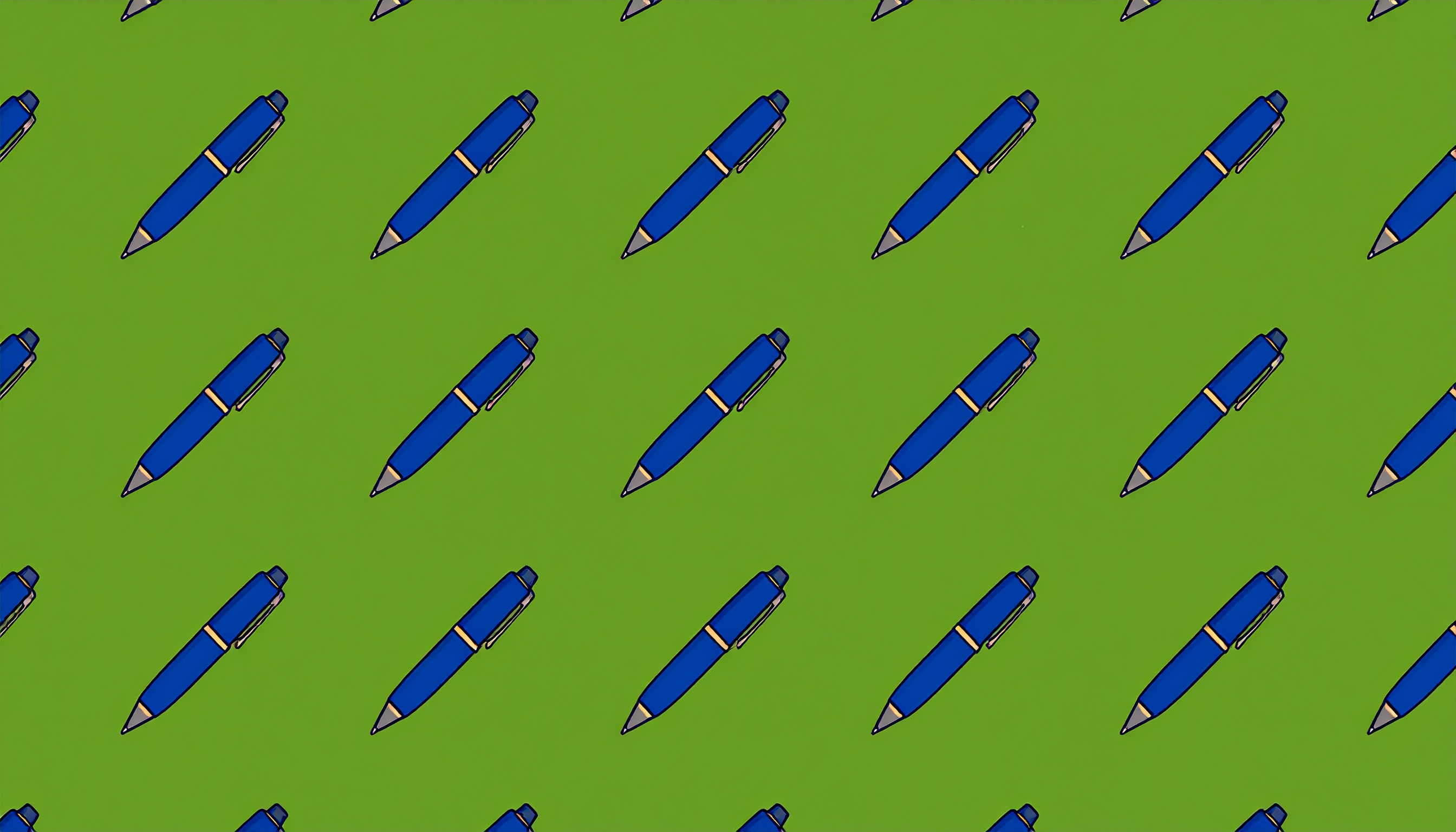 勉強のボールペンのパターン背景イラスト（緑）