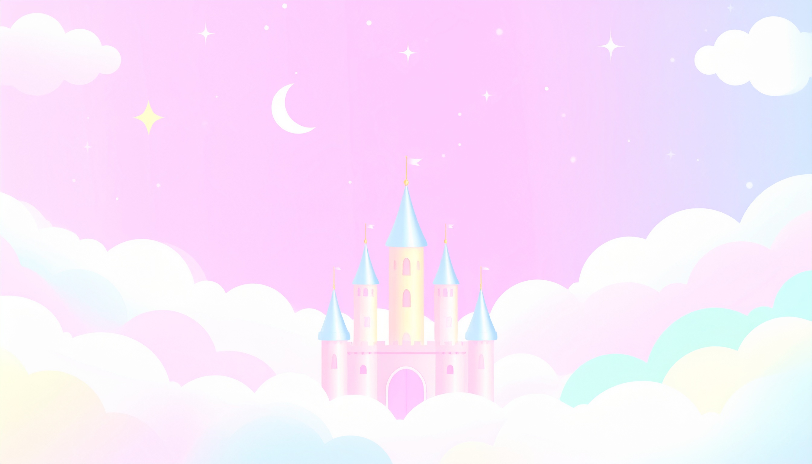 プリンセスのお城のメルヘンな背景イラスト