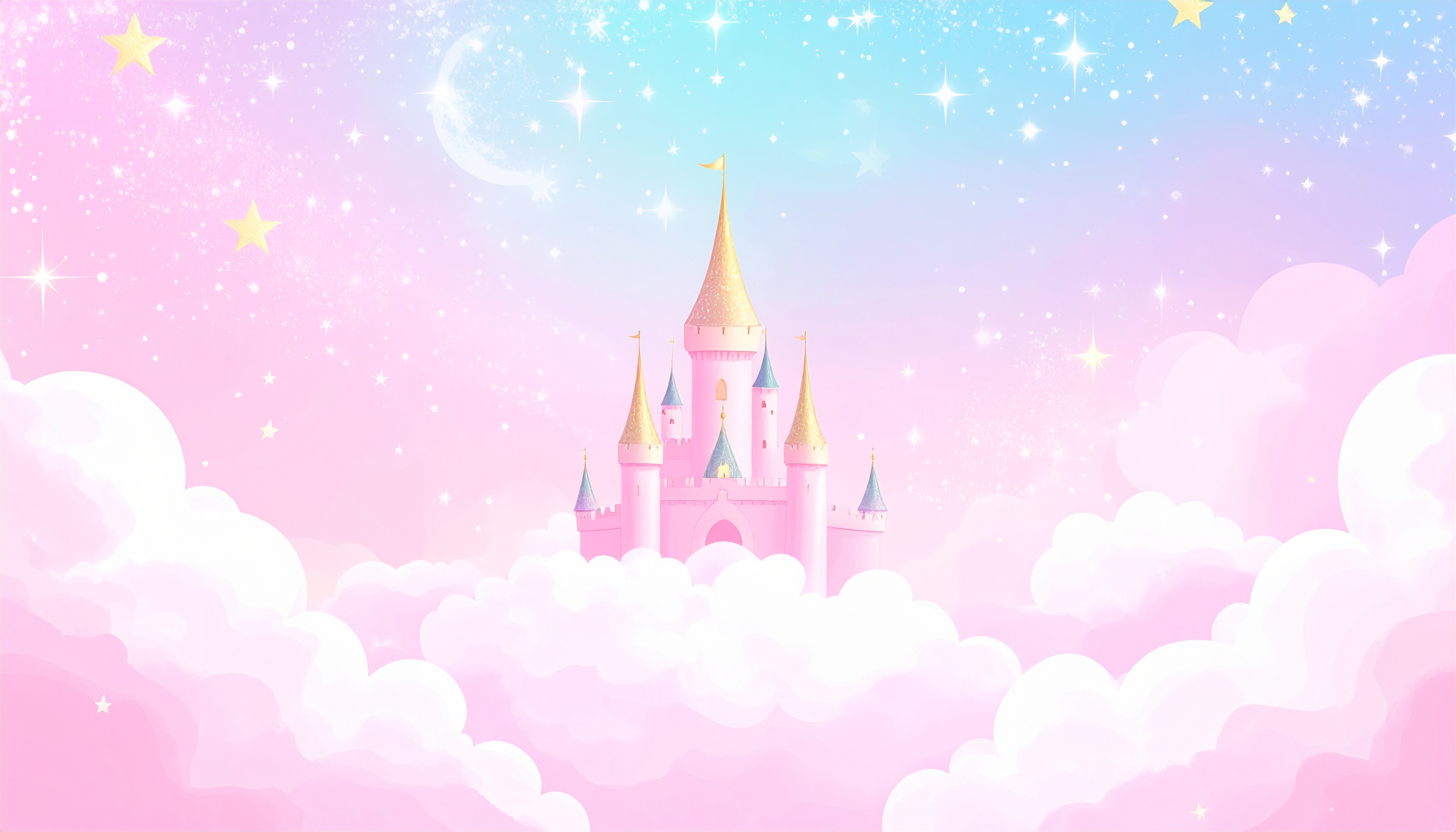 プリンセスのお城のかわいい背景イラスト