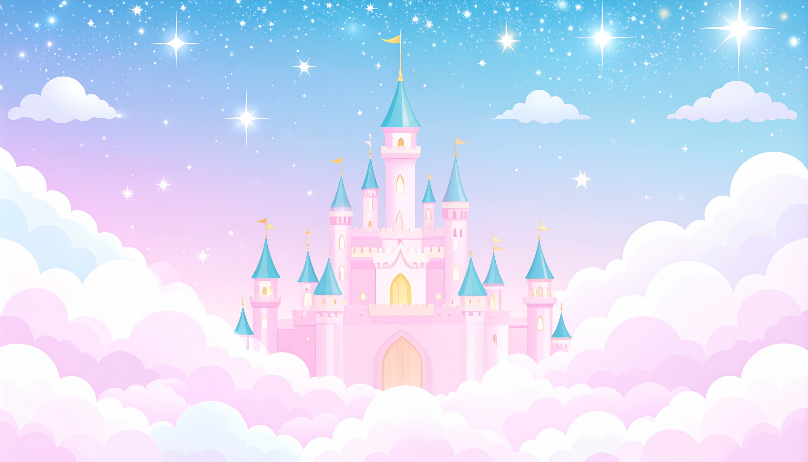 プリンセスのお城のグラデーションの背景イラスト
