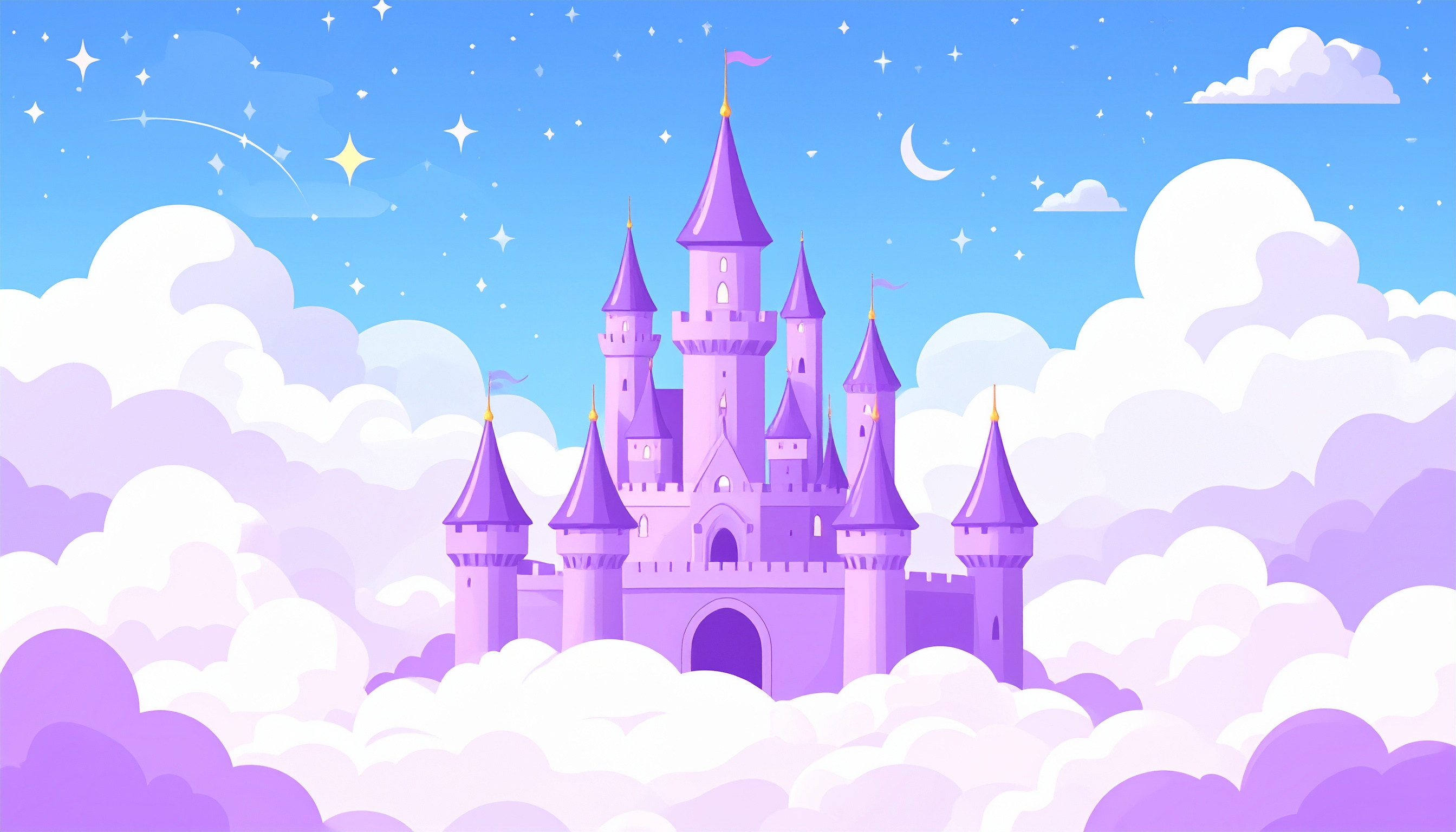 空に浮かぶお城の背景イラスト