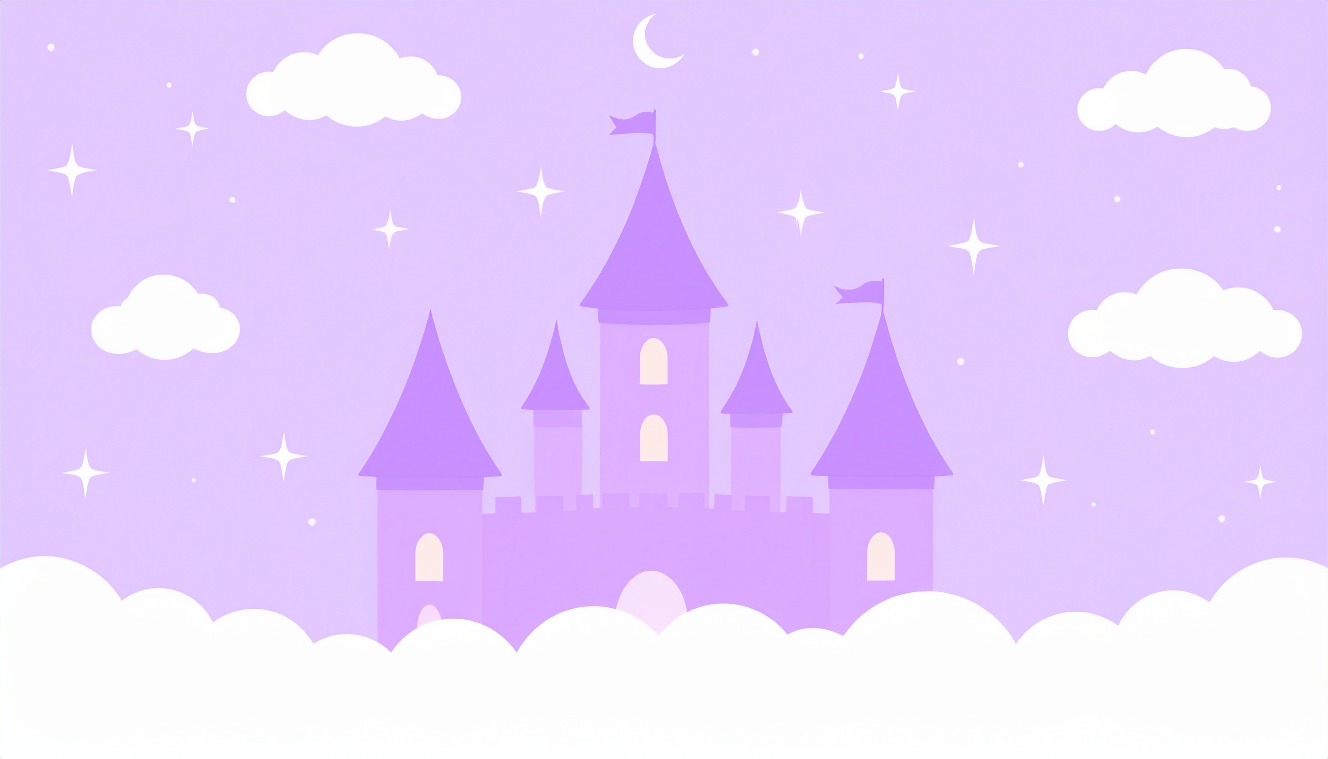 プリンセスのお城の紫の背景イラスト