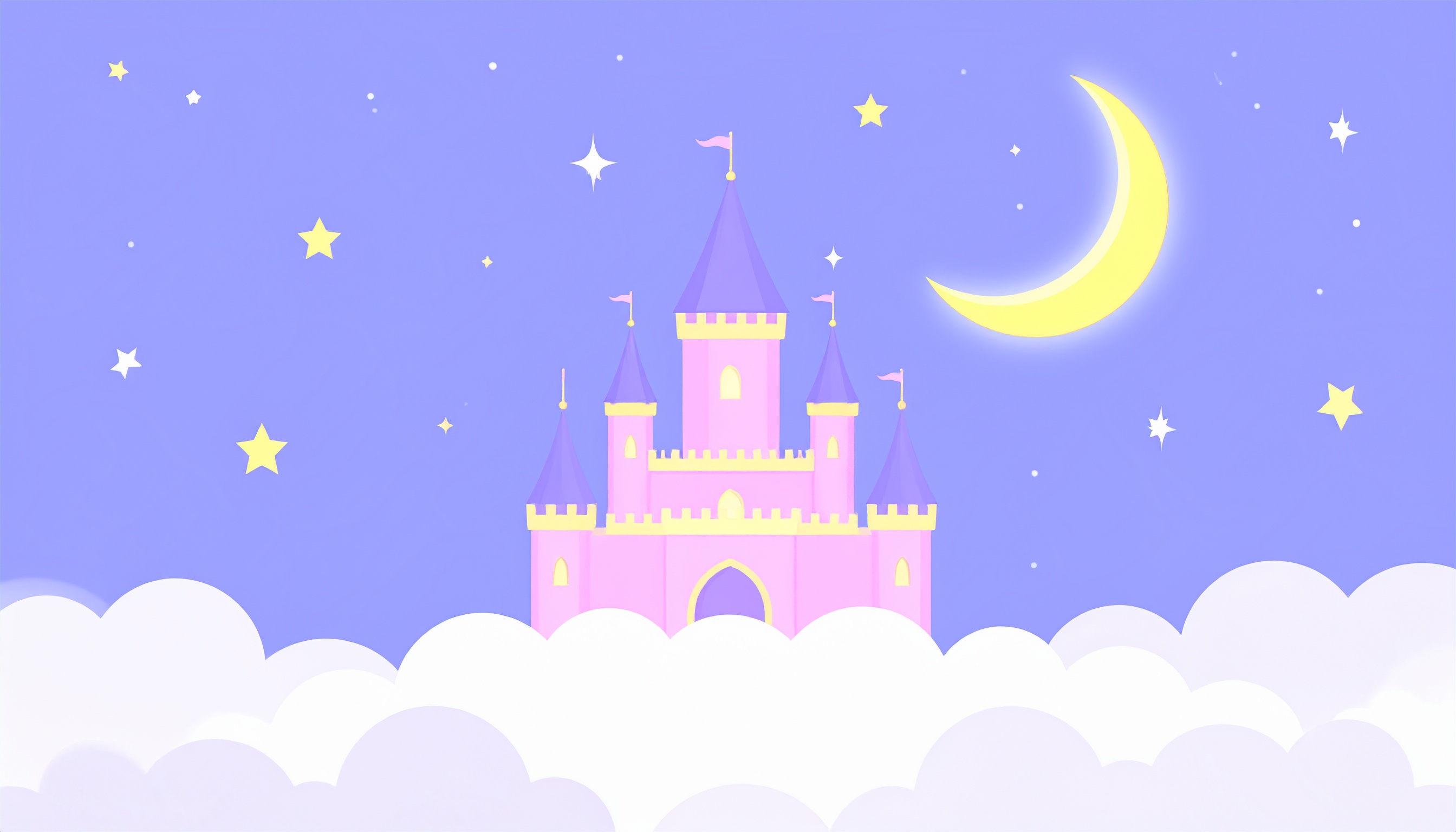 プリンセスのお城の夜の背景イラスト