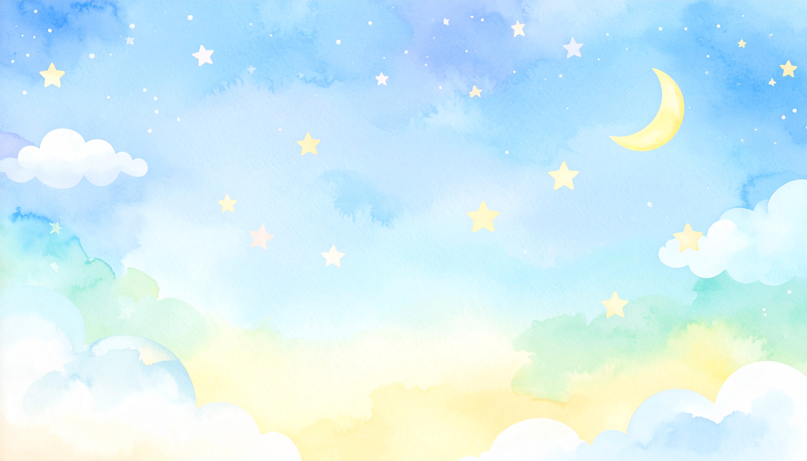 眠る夜のパステル水彩背景イラスト