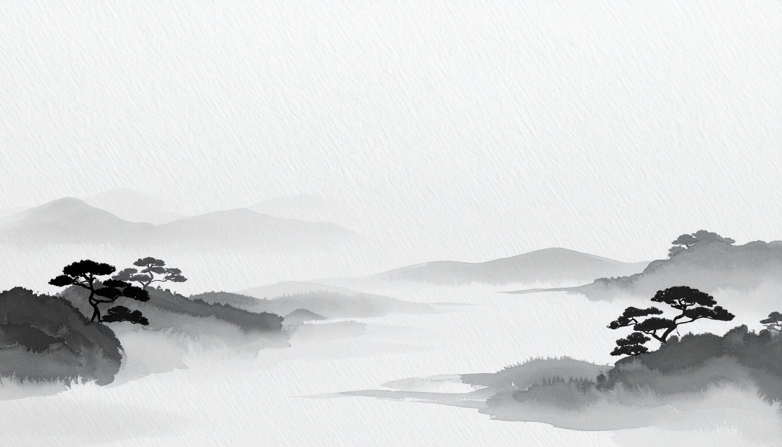 墨で描いた水墨画風の背景イラスト