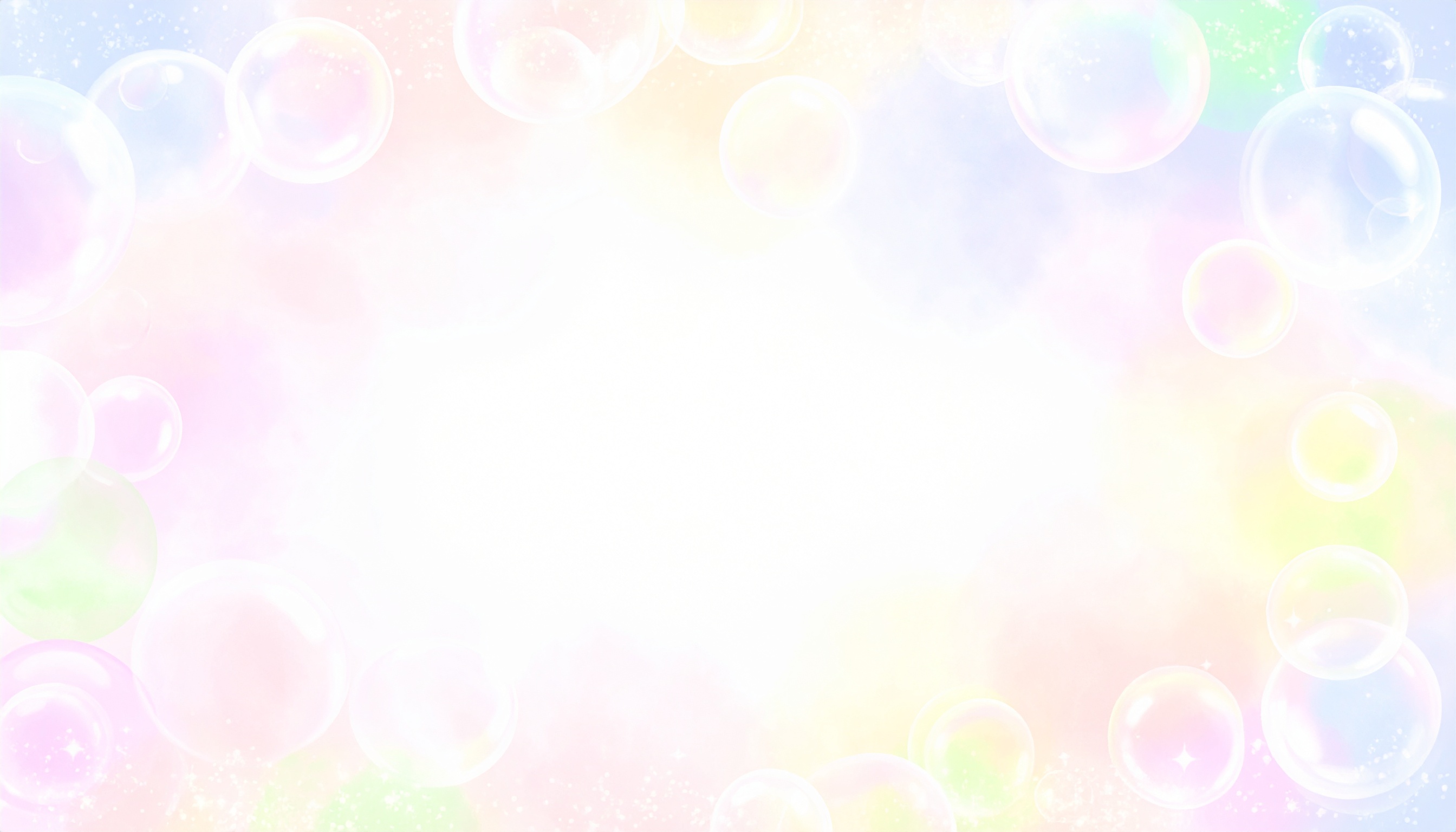 しゃぼん玉のかわいい背景イラスト（白色）
