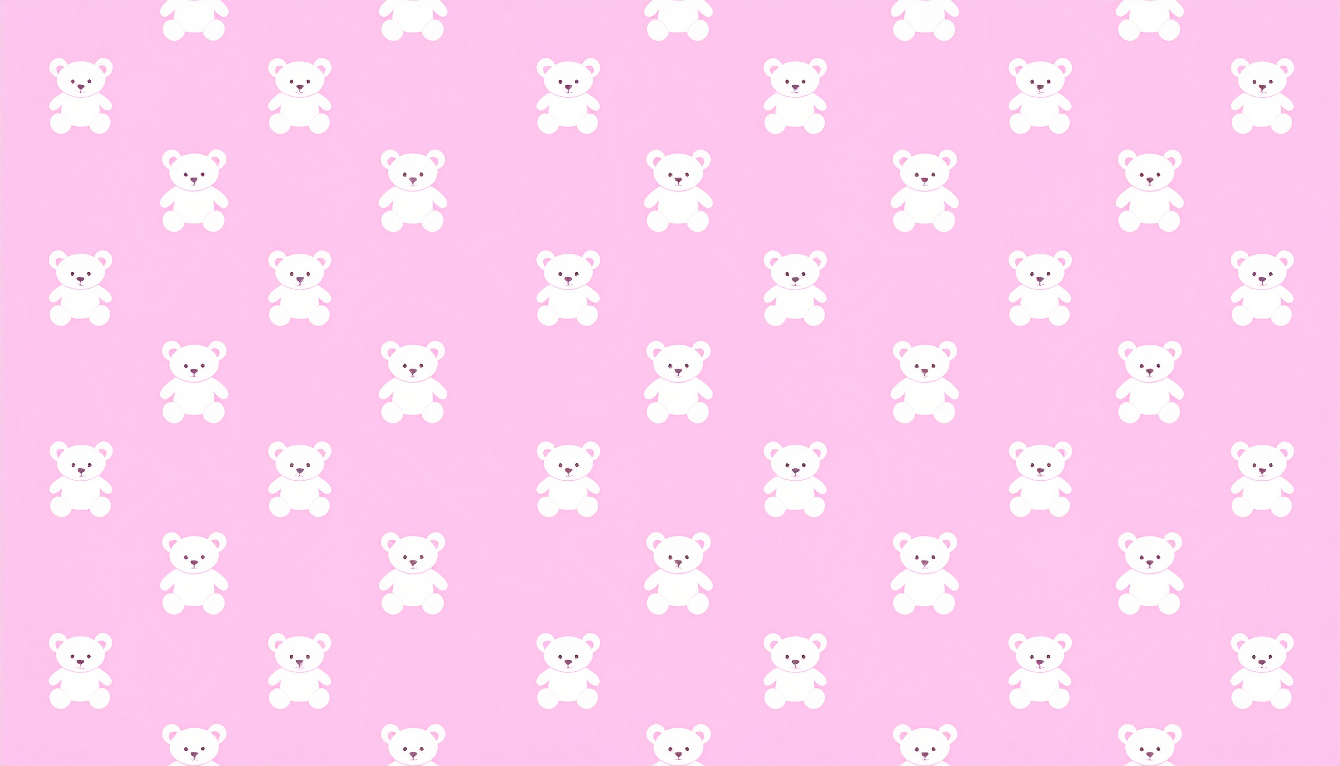 くまのぬいぐるみのパターン背景イラスト（白とピンク）