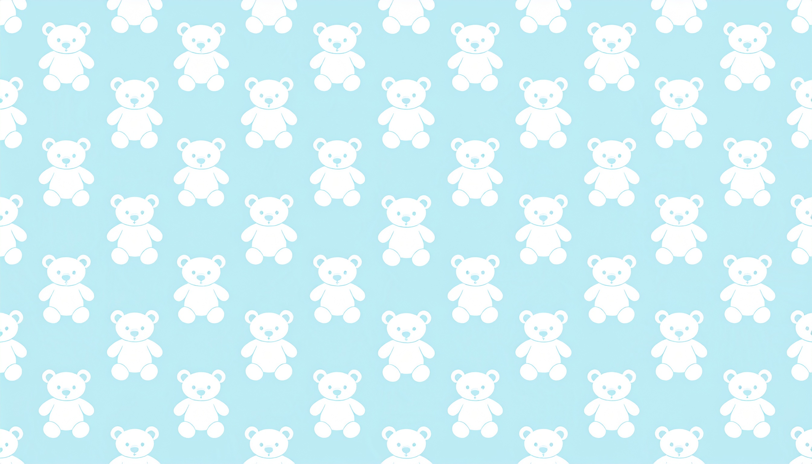 くまのぬいぐるみのパターン背景イラスト（白と水色）