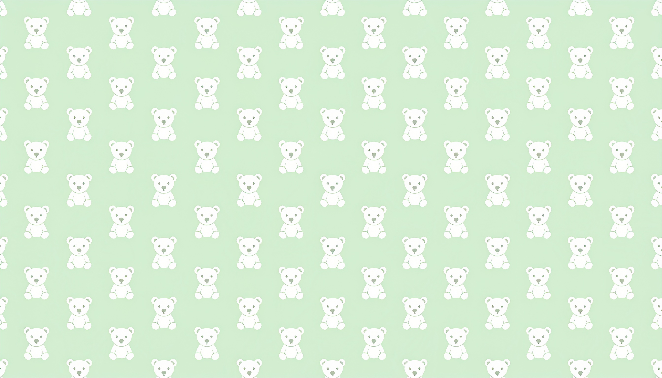 くまのぬいぐるみのパターン背景イラスト（グリーン）