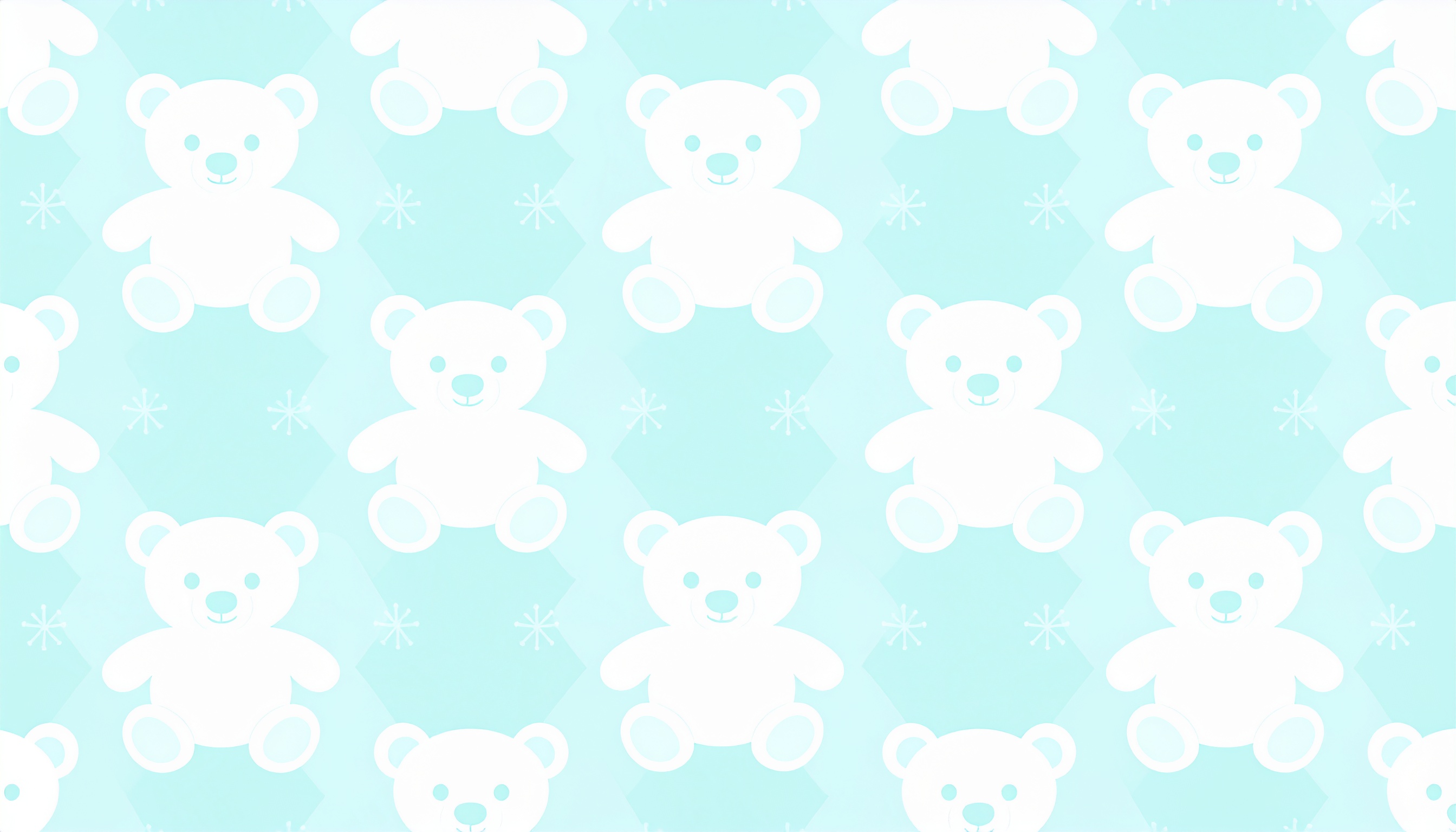 テディベアのパターン背景イラスト（白と水色）